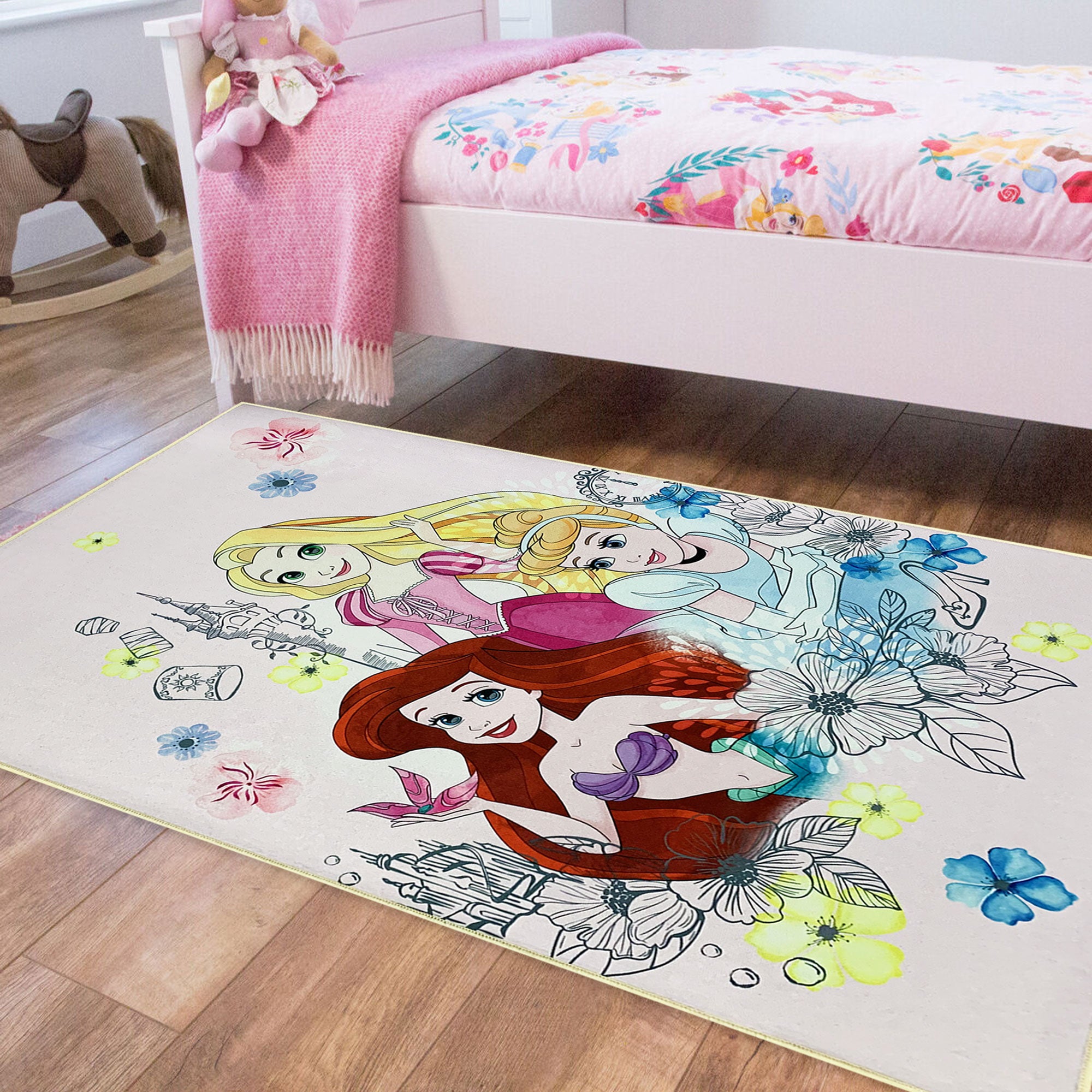 Tappeto antiscivolo Disney Princess la Sirenetta, Cenerentola 80x120cm 6507
