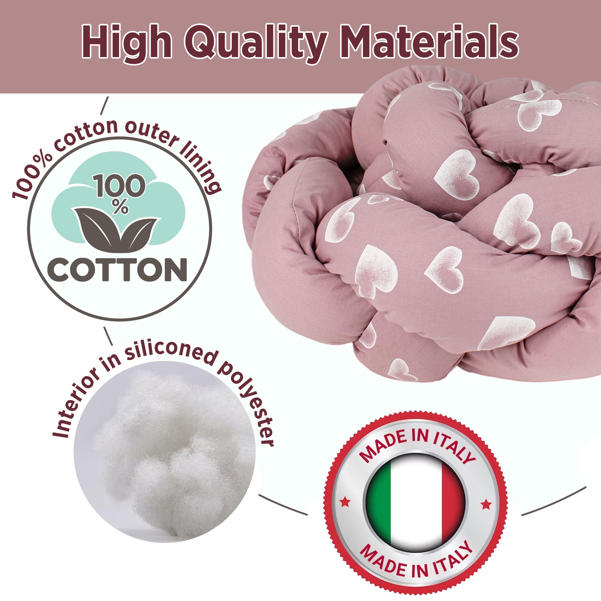 Paraurti per culla lettino intrecciato neonato treccia traspirante Cotone 6533
