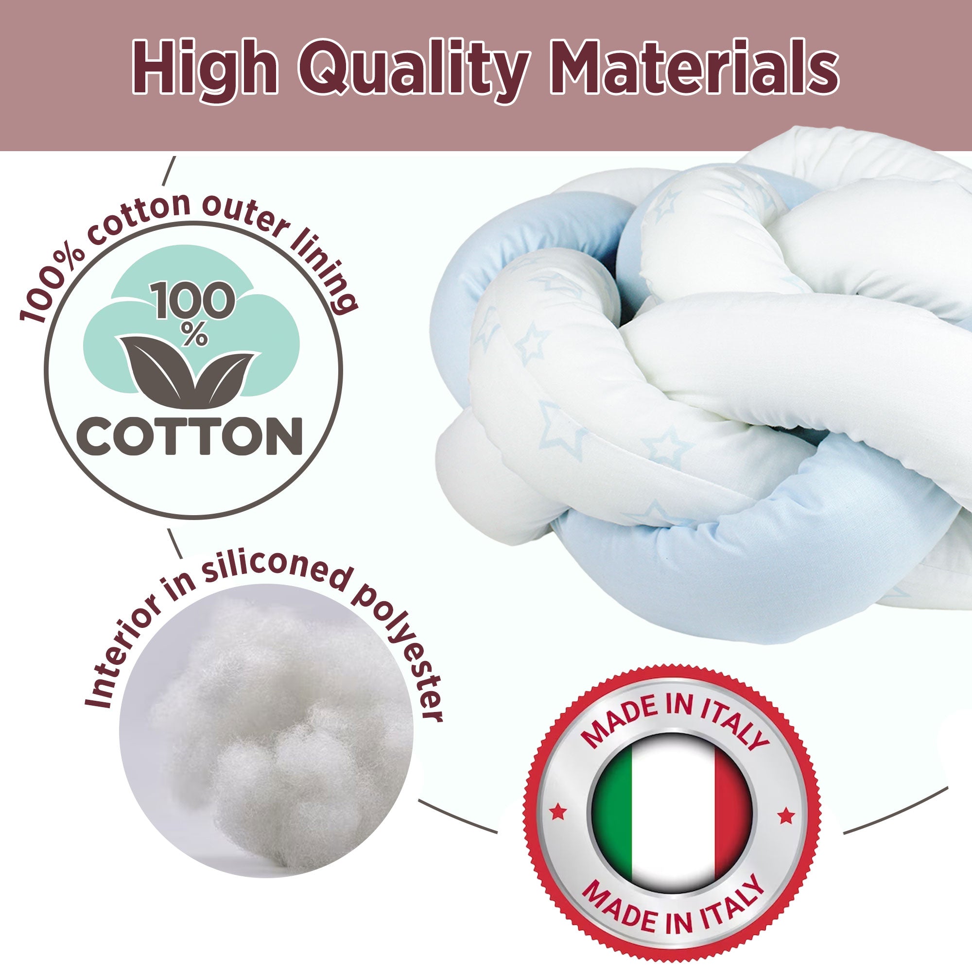 Paraurti per culla lettino intrecciato neonato treccia traspirante Cotone 6533