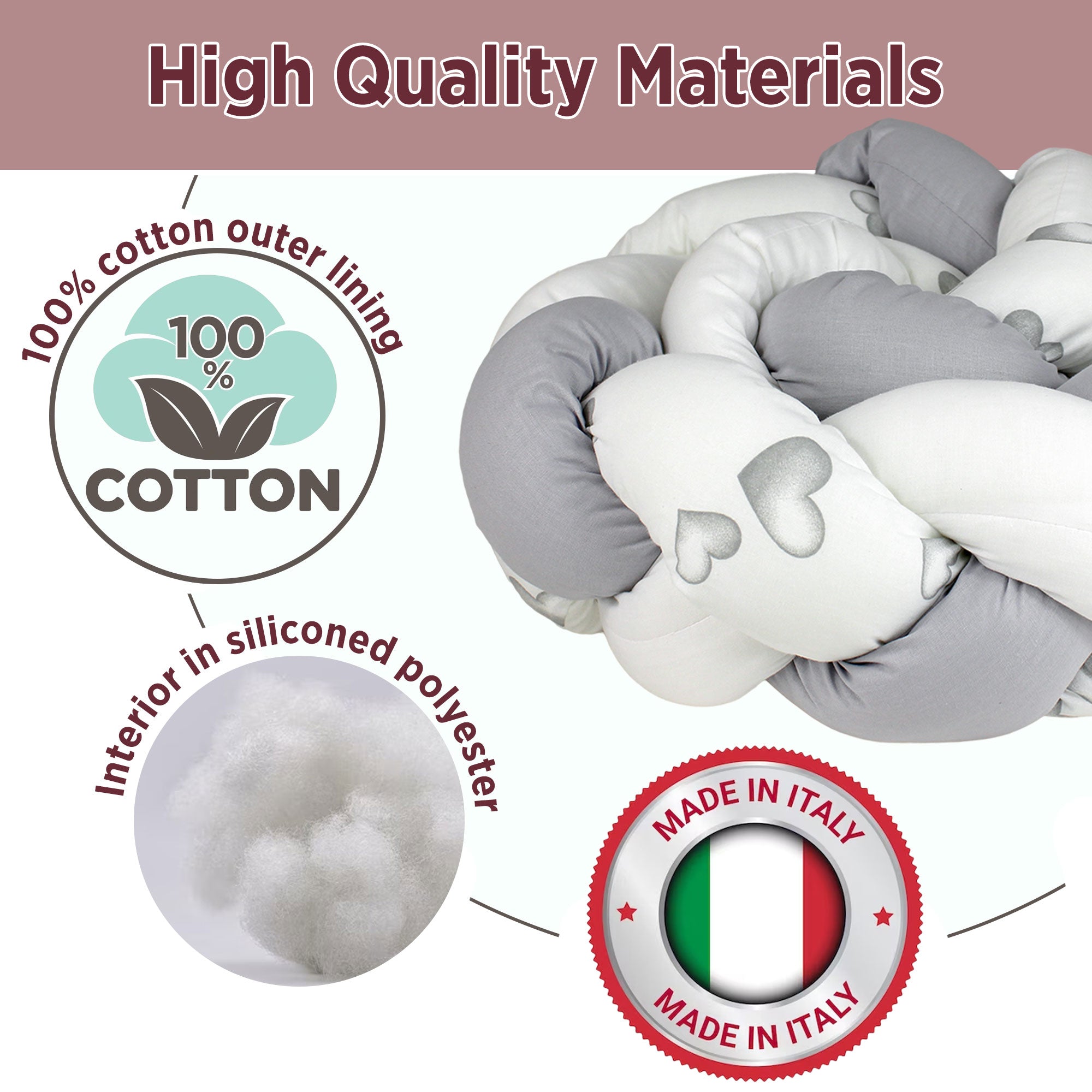 Paraurti per culla lettino intrecciato neonato treccia traspirante Cotone 6533