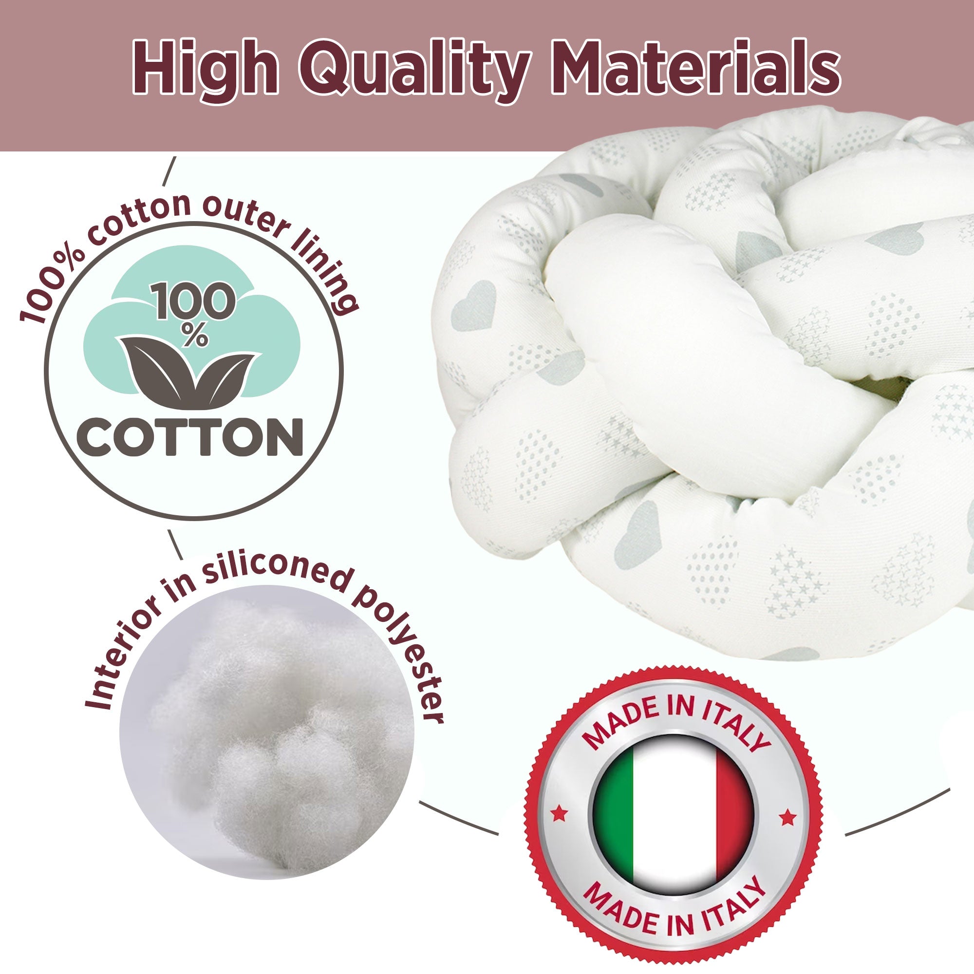 Paraurti per culla lettino intrecciato neonato treccia traspirante Cotone 6533