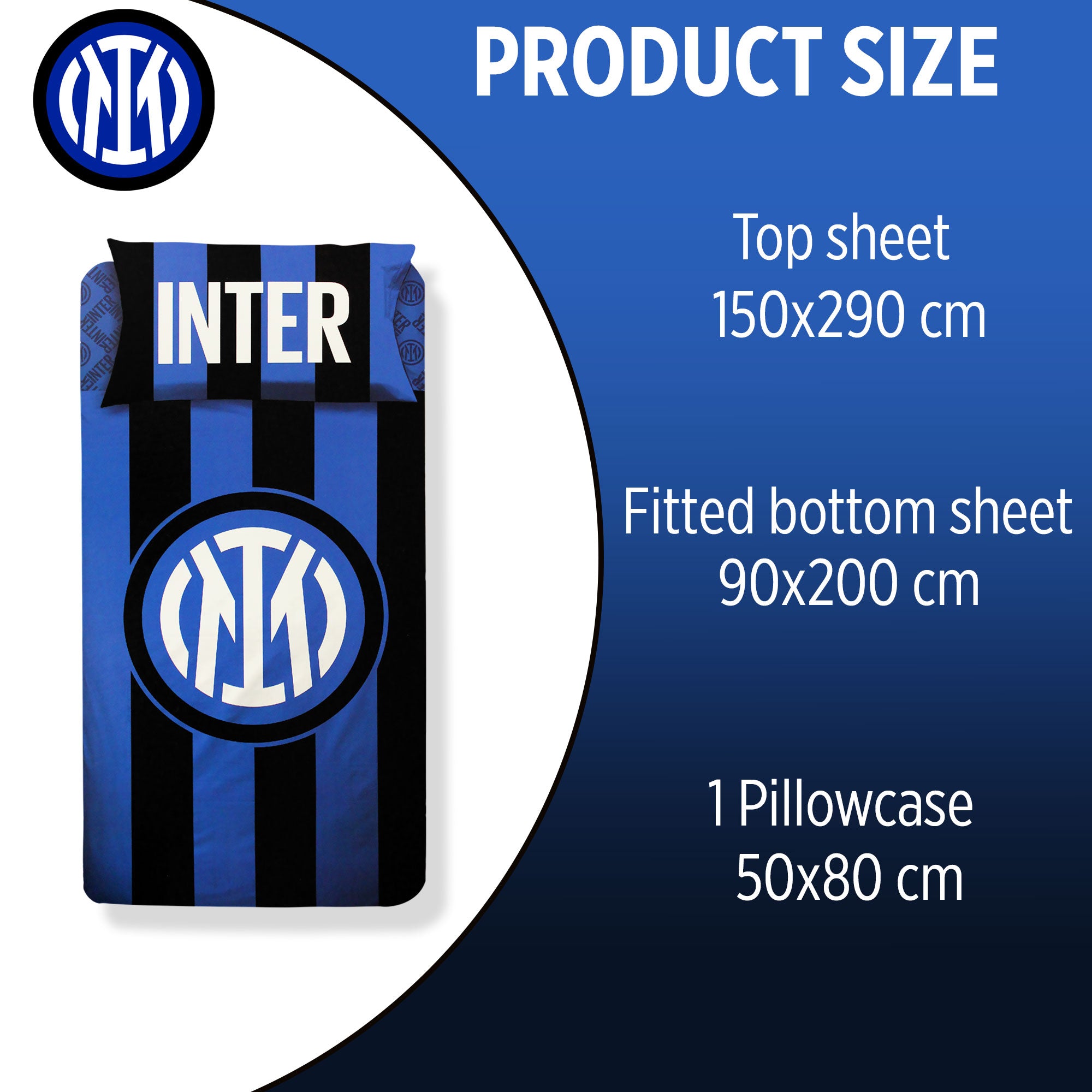 Completo Lenzuola letto singolo FC Inter Ufficiale in Cotone 1 piazza 6534