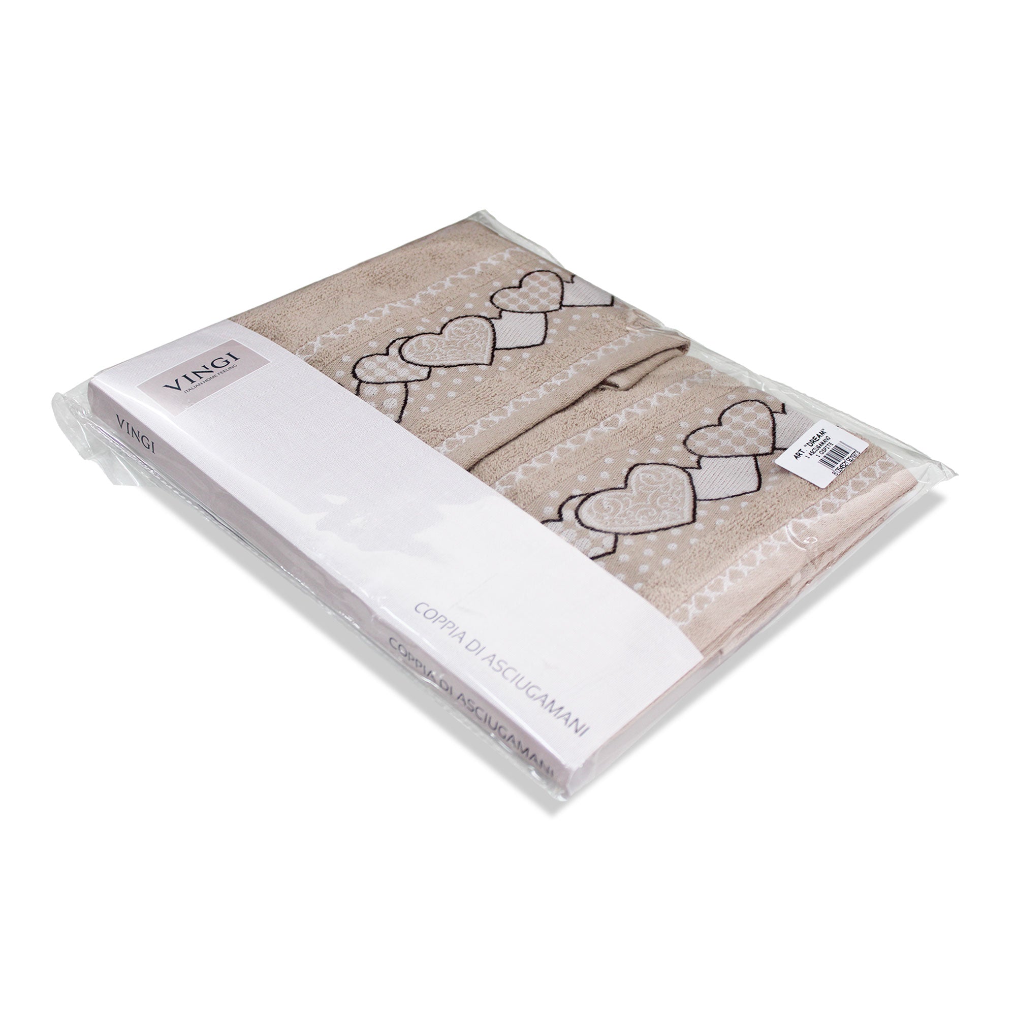 Asciugamani bagno Set 1+1 Vingi in spugna di cotone Dream Viso e Ospite 6537