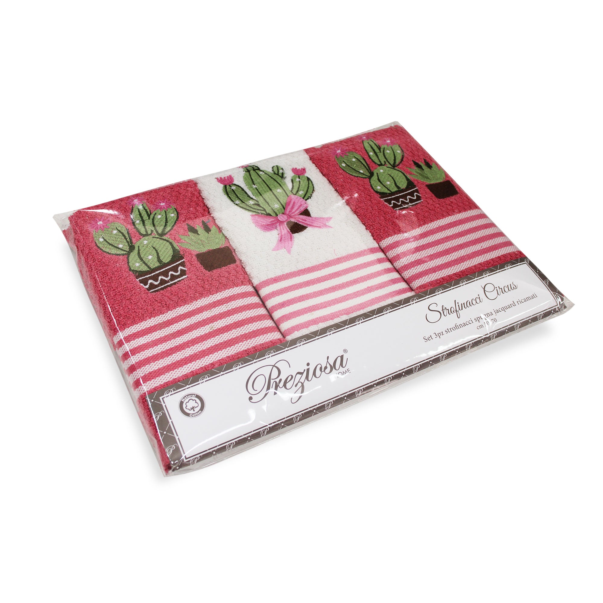 Top Towel Set 3 Strofinacci Da Cucina In Spugna 100% Cotone – 50x50 Cm, Jacquard MAUI, Lavabili, Fatti In Spagna