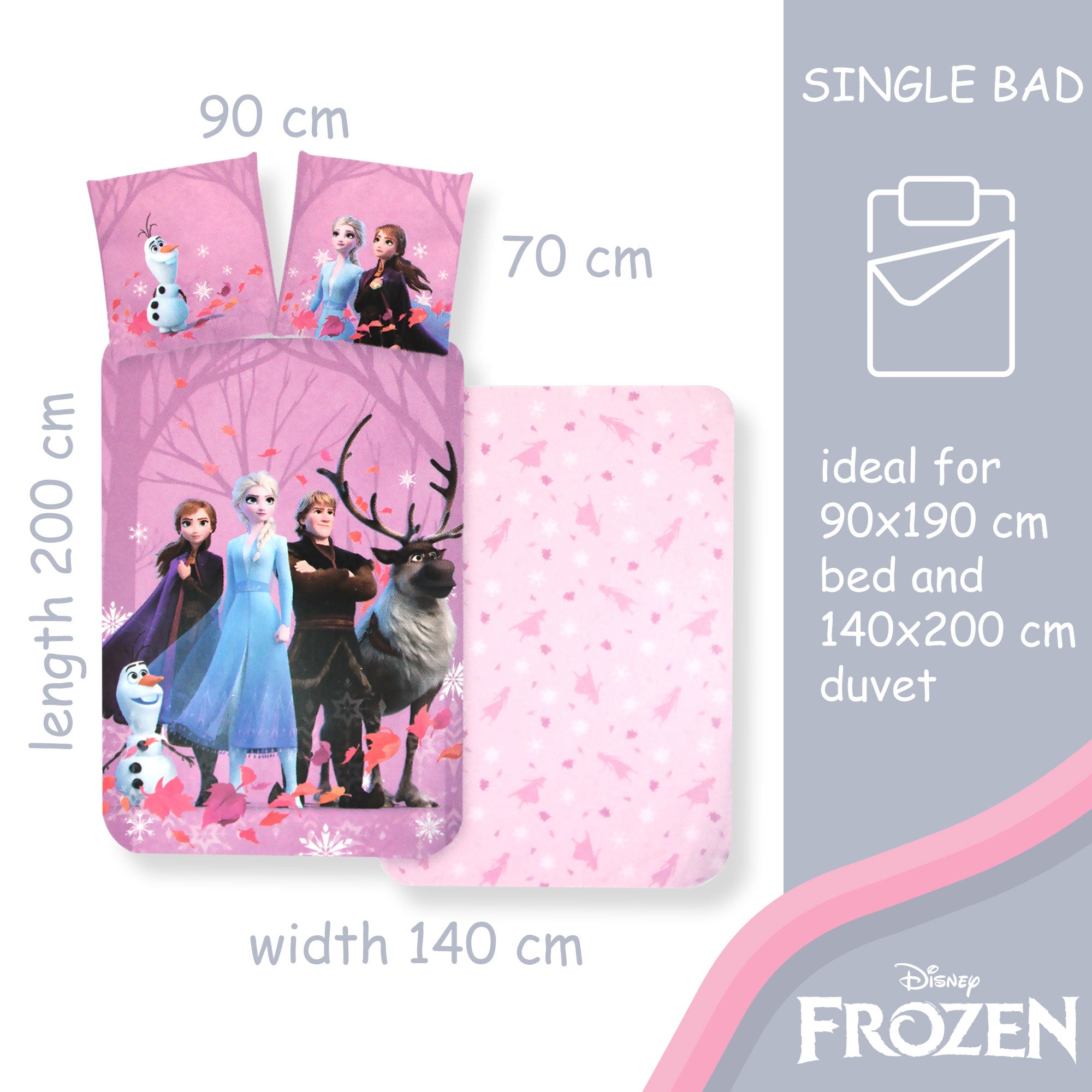 Set copripiumino Disney Frozen per letto singolo doubleface in cotone 6552