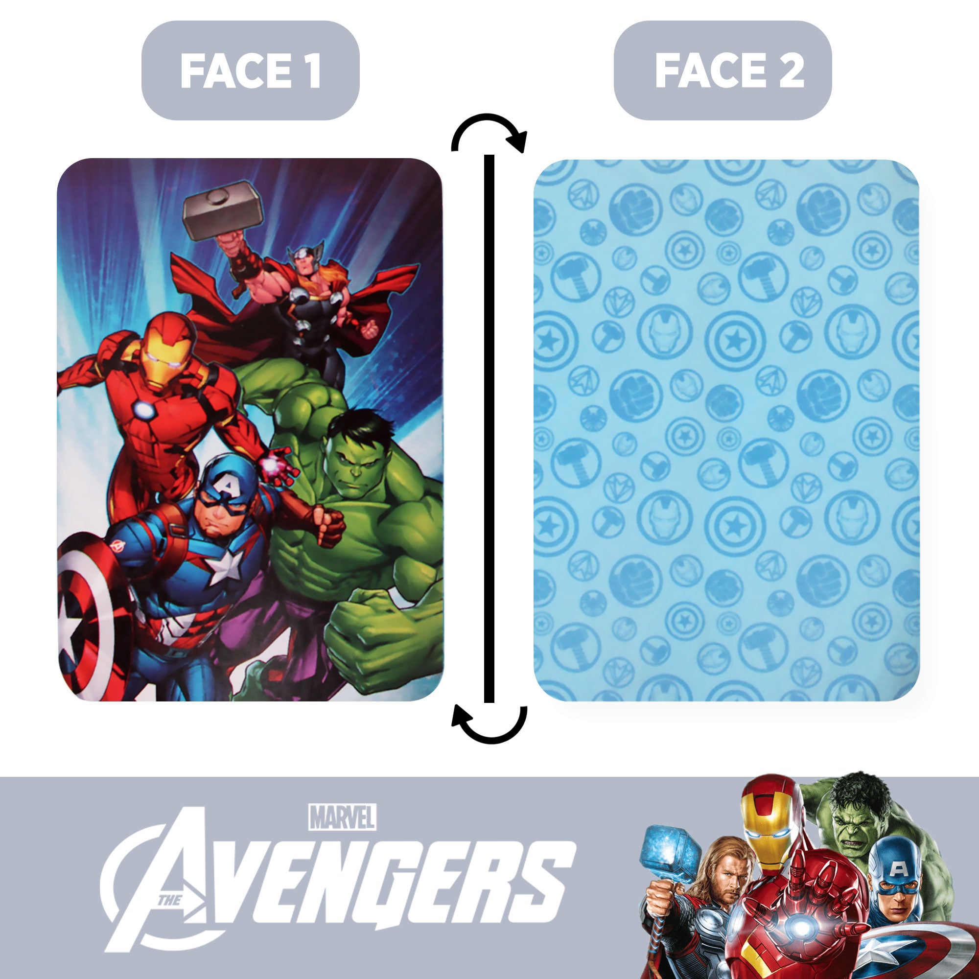 Set Copripiumino Marvel Avengers per letto singolo doubleface in cotone 6555
