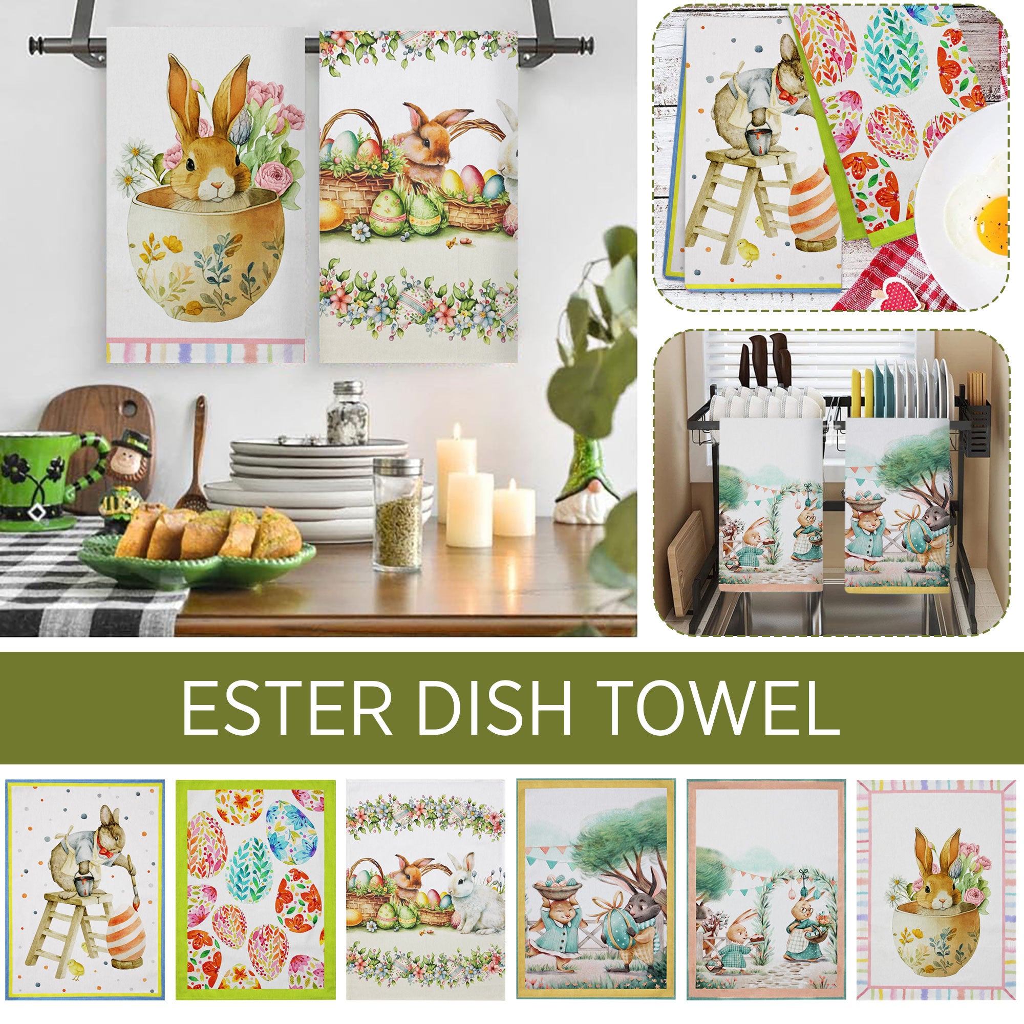 Set Strofinacci pasquali 6pz Maestri Cotonieri Dolce Pasqua in cotone 6577