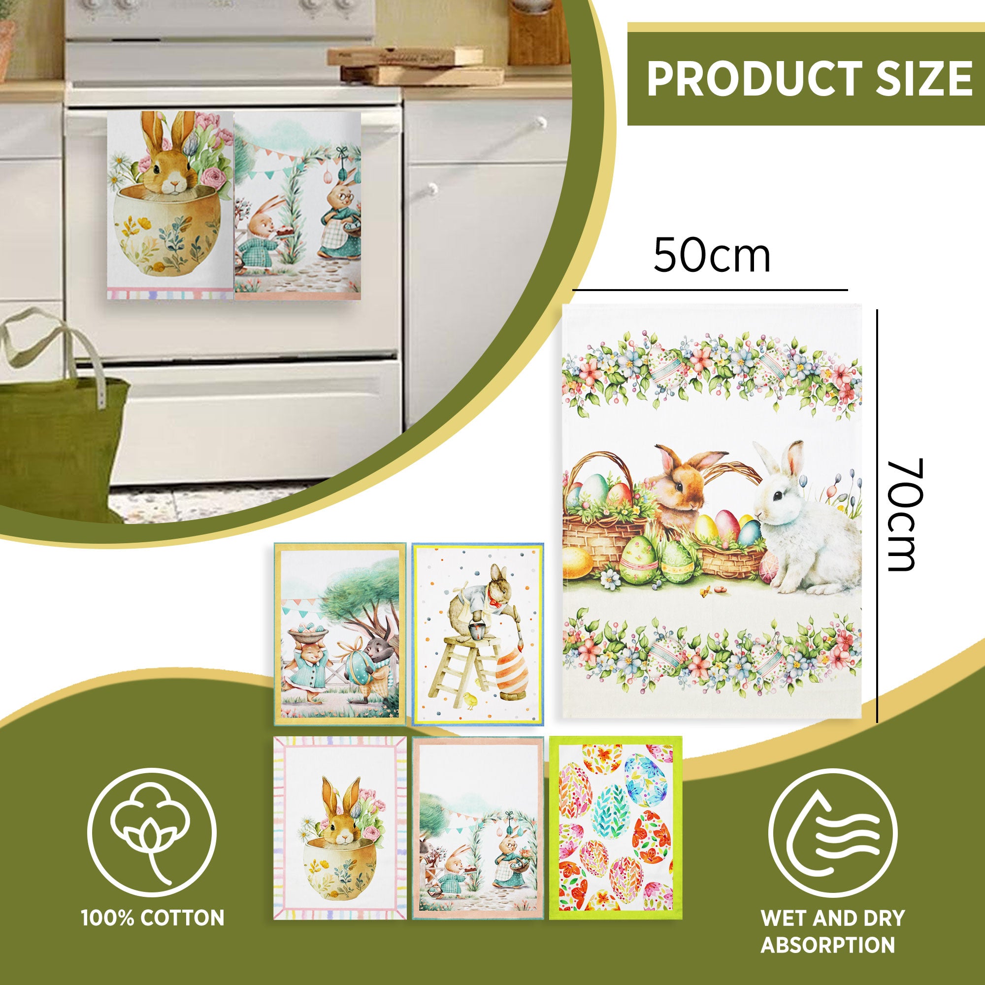 Set Strofinacci pasquali 6pz Maestri Cotonieri Dolce Pasqua in cotone 6577