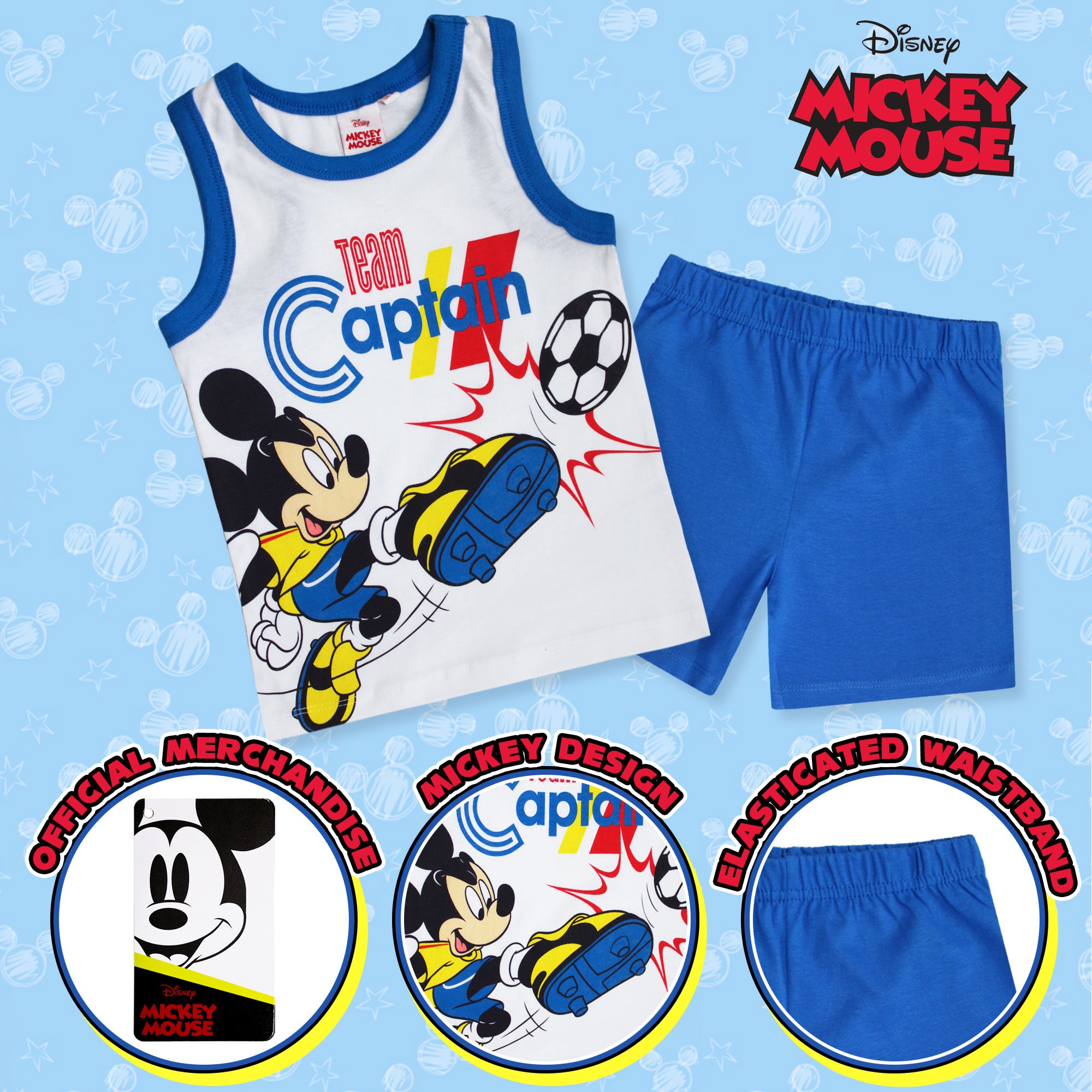 Pigiama bambino Disney Mickey Mouse canotta e pantalone corto estivo cotone 6581