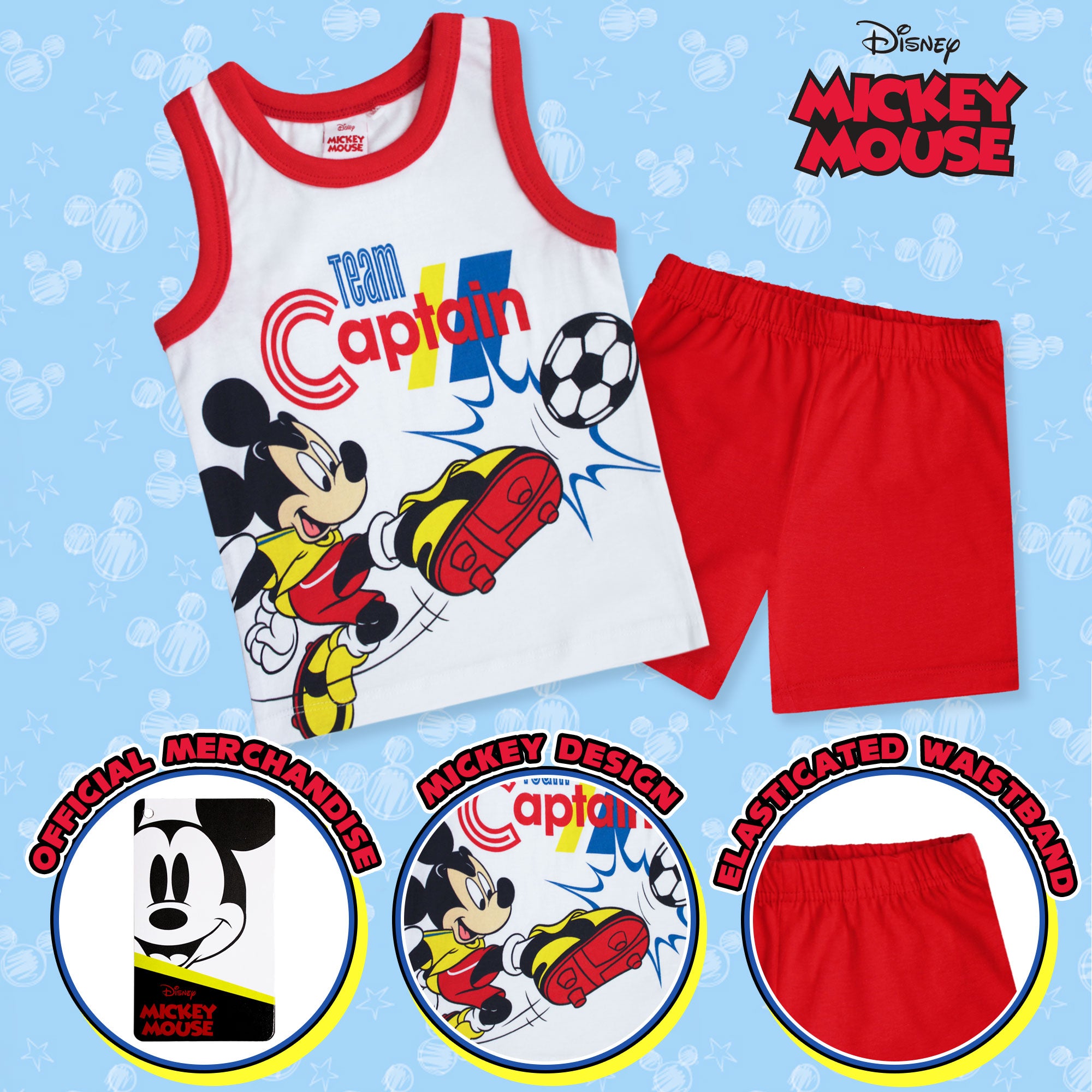 Pigiama bambino Disney Mickey Mouse canotta e pantalone corto estivo cotone 6581