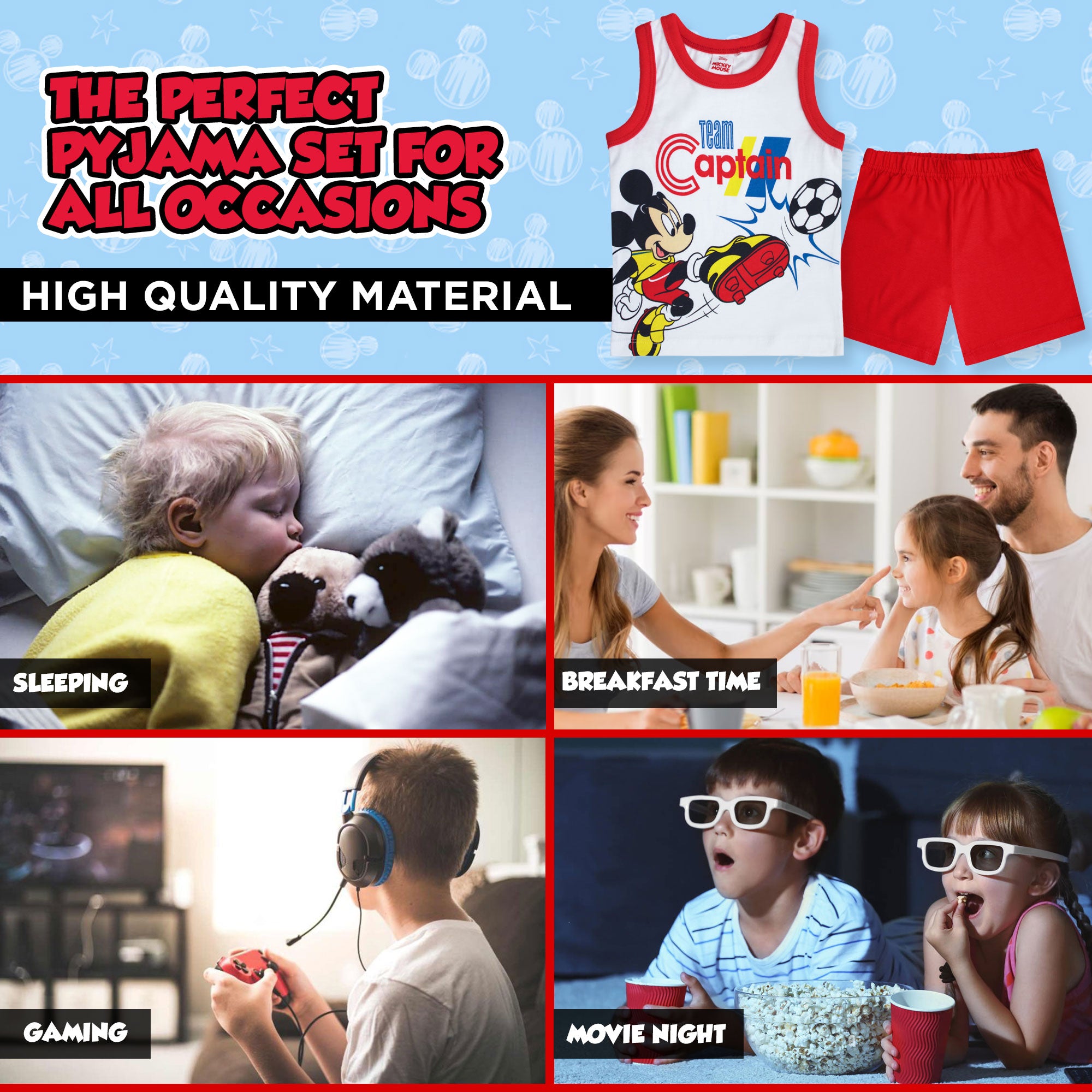 Pigiama bambino Disney Mickey Mouse canotta e pantalone corto estivo cotone 6581