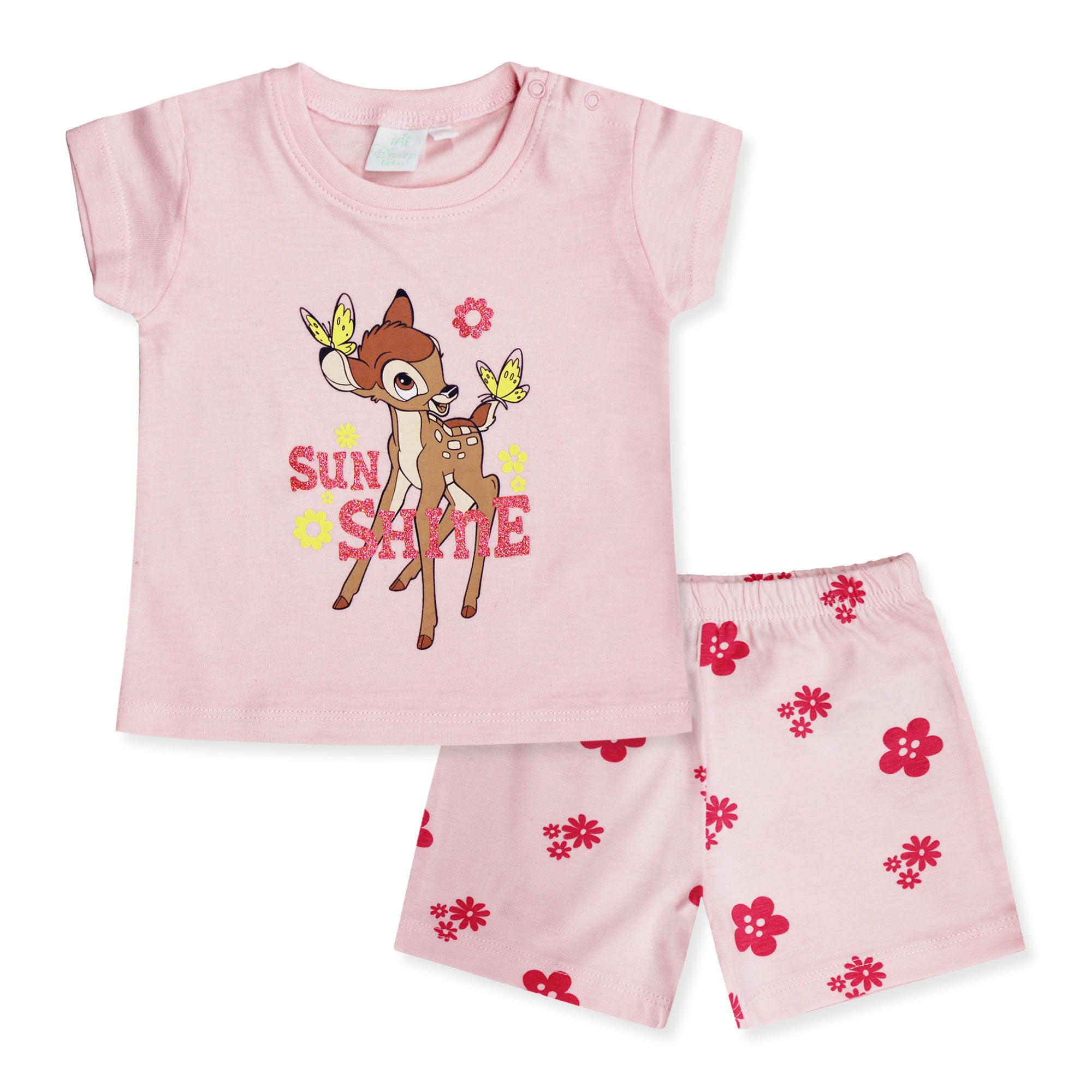 Completo Disney Bambi in cotone estivo maglia neonato bambina 6583