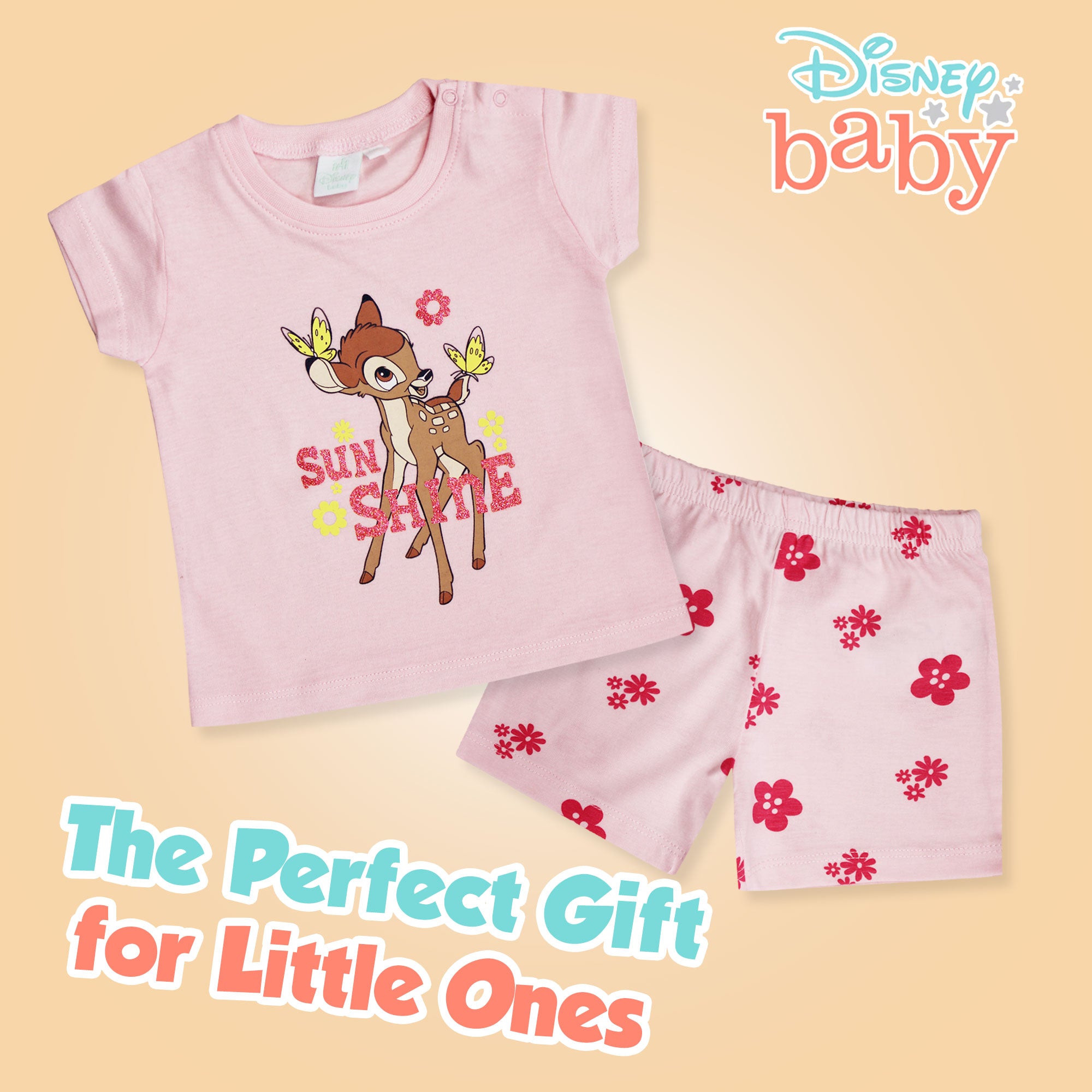 Completo Disney Bambi in cotone estivo maglia neonato bambina 6583