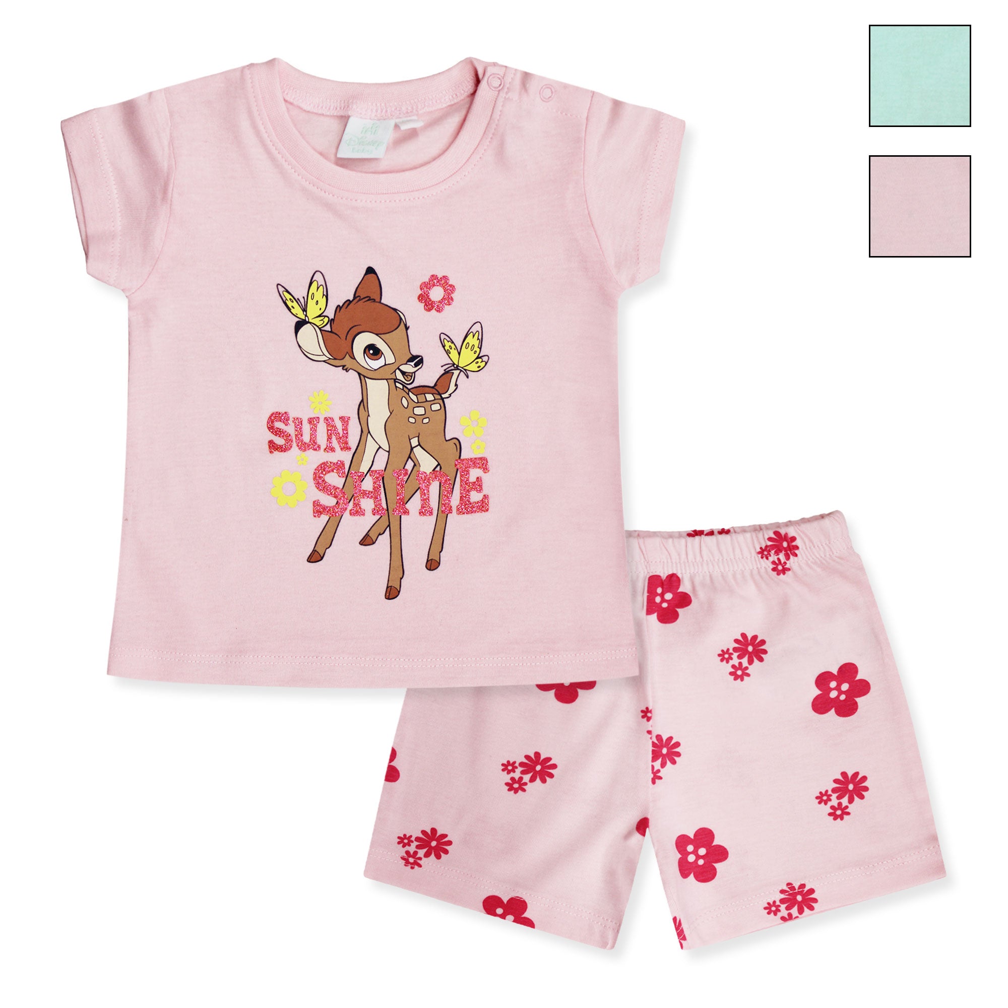 Completo Disney Bambi in cotone estivo maglia neonato bambina 6583