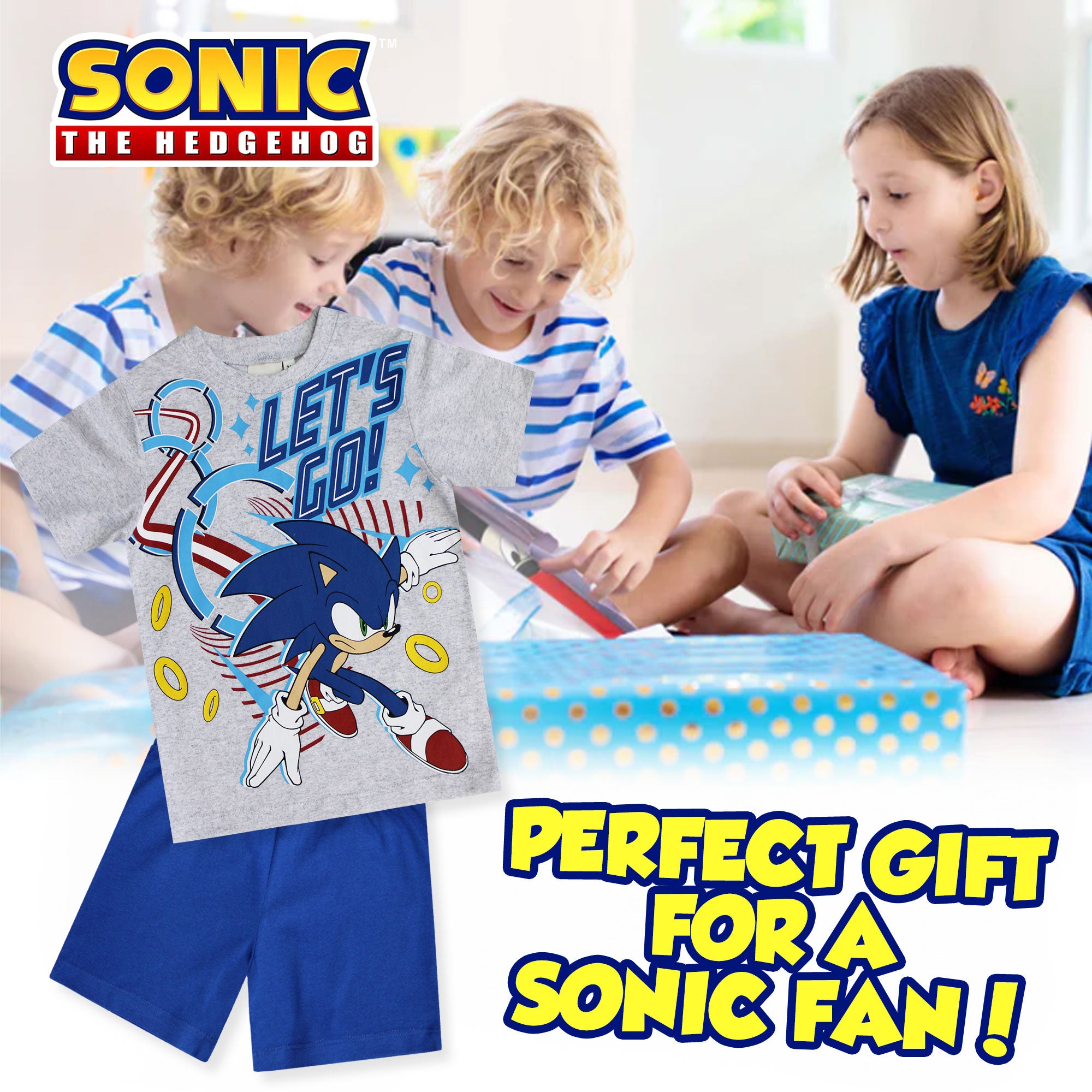 Pigiama per bambino Sonic The Hedgehog corto in cotone estivo 6591