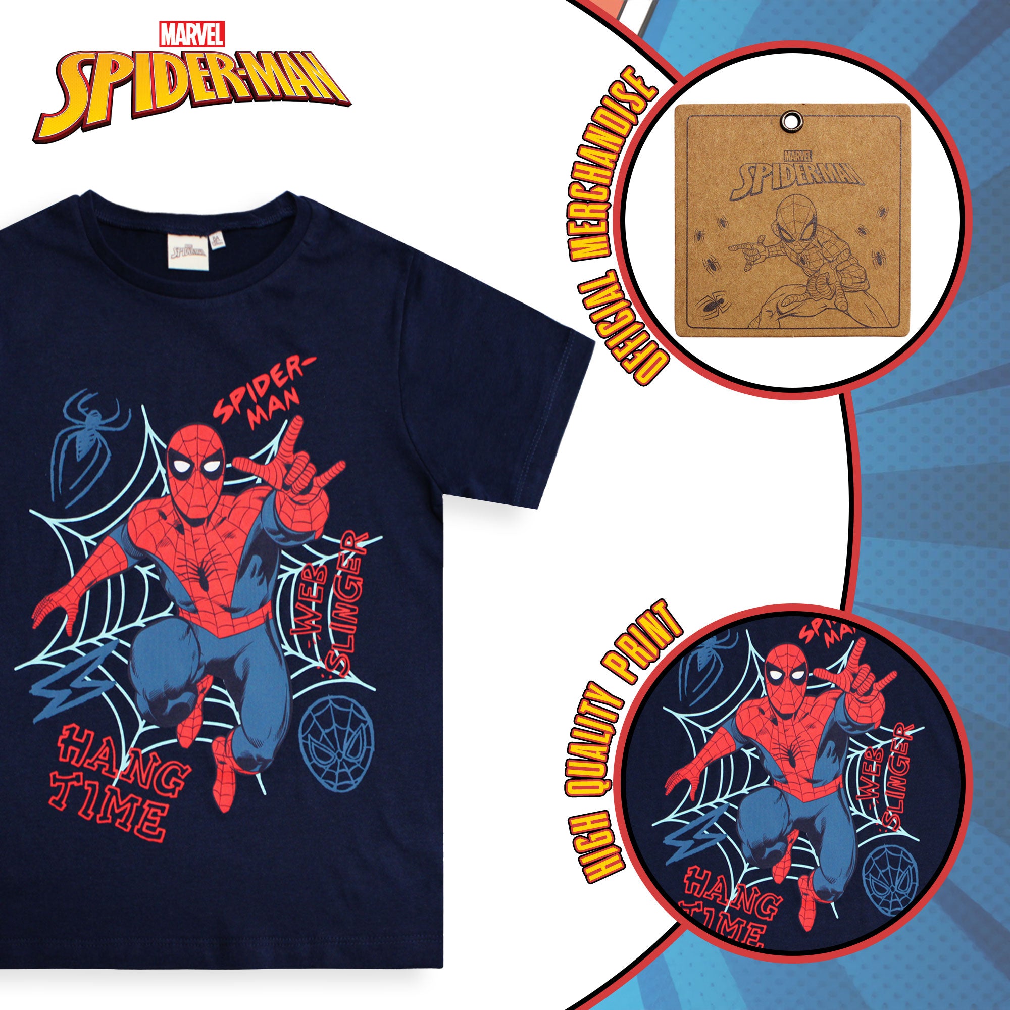 T-shirt Marvel Spiderman maglia bambino mezze maniche in cotone Spider Man 6592