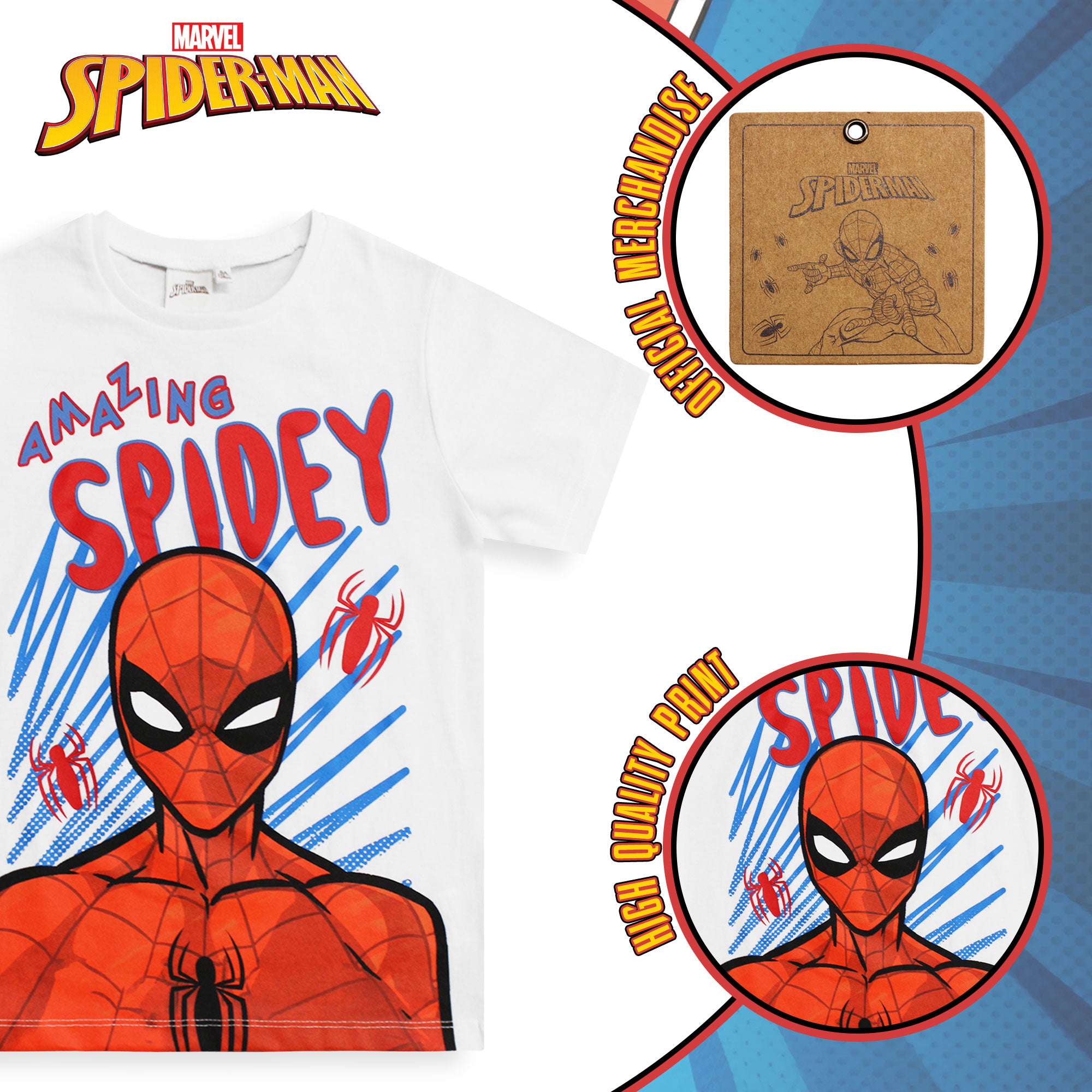 T-shirt Marvel Spiderman maglia bambino mezze maniche in cotone Spider Man 6593