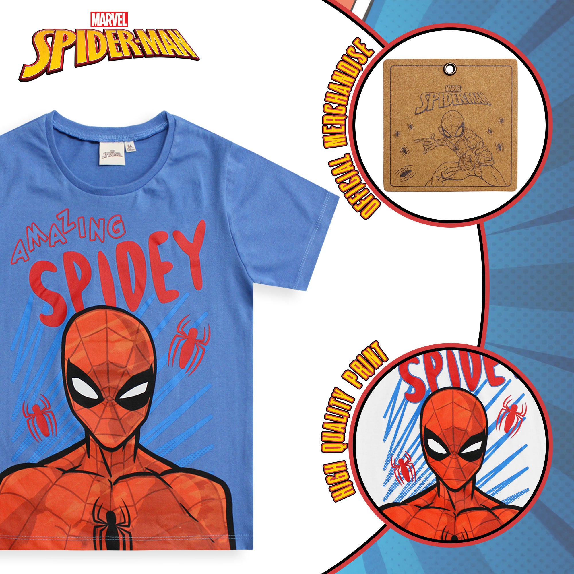 T-shirt Marvel Spiderman maglia bambino mezze maniche in cotone Spider Man 6593