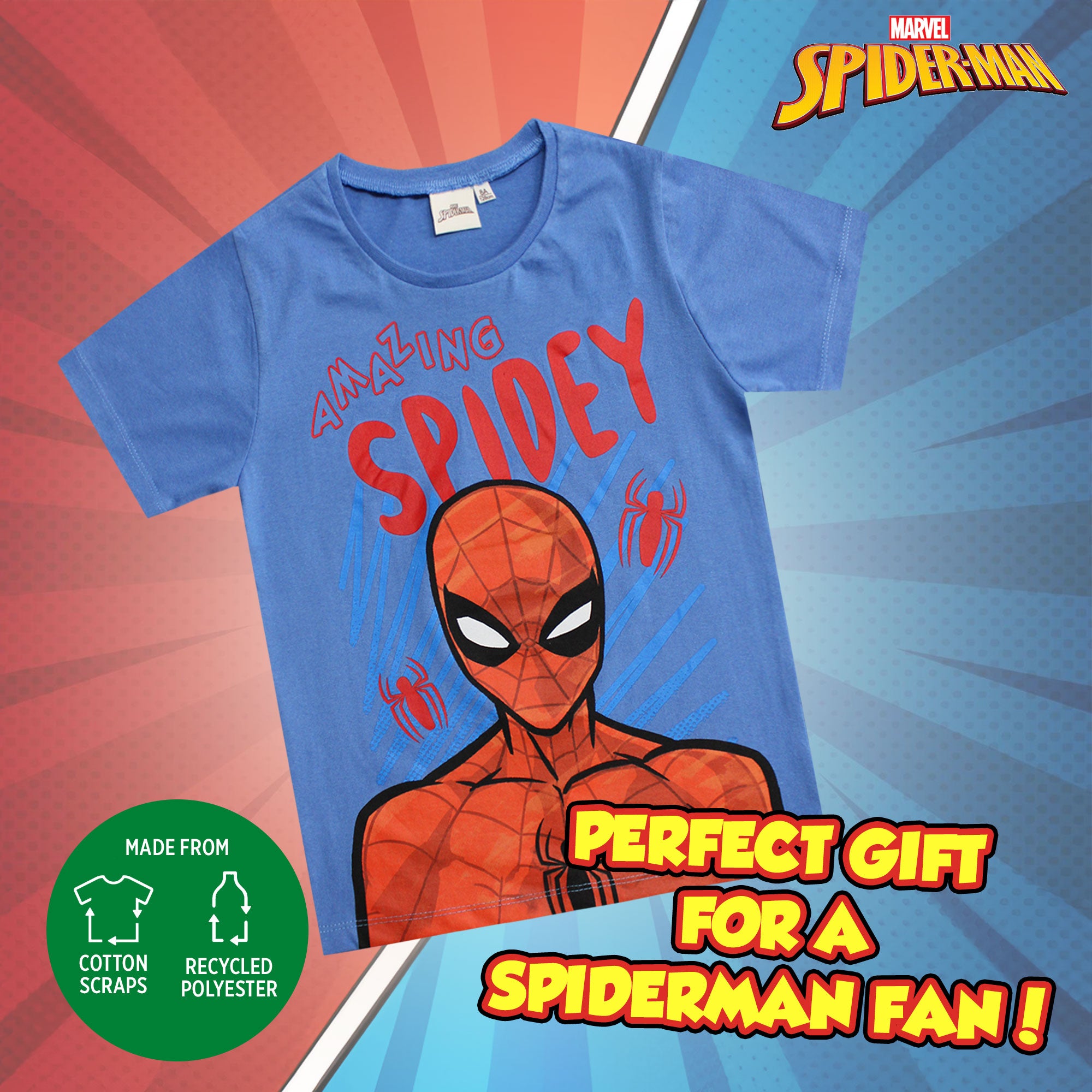 T-shirt Marvel Spiderman maglia bambino mezze maniche in cotone Spider Man 6593