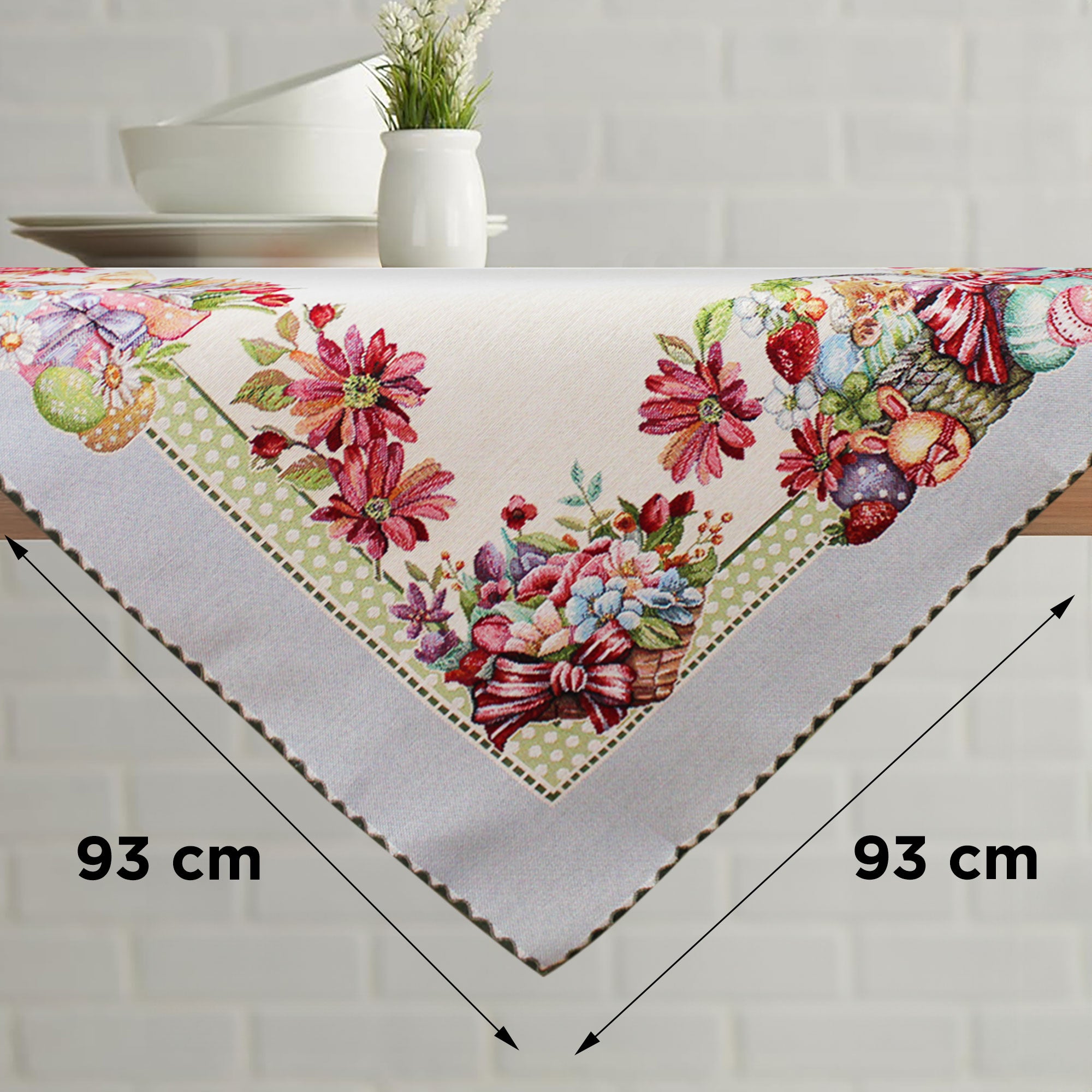 Centrotavola Pasquale 93x93cm in gobelin Runner Vingi Pasqua Dis.7 6619