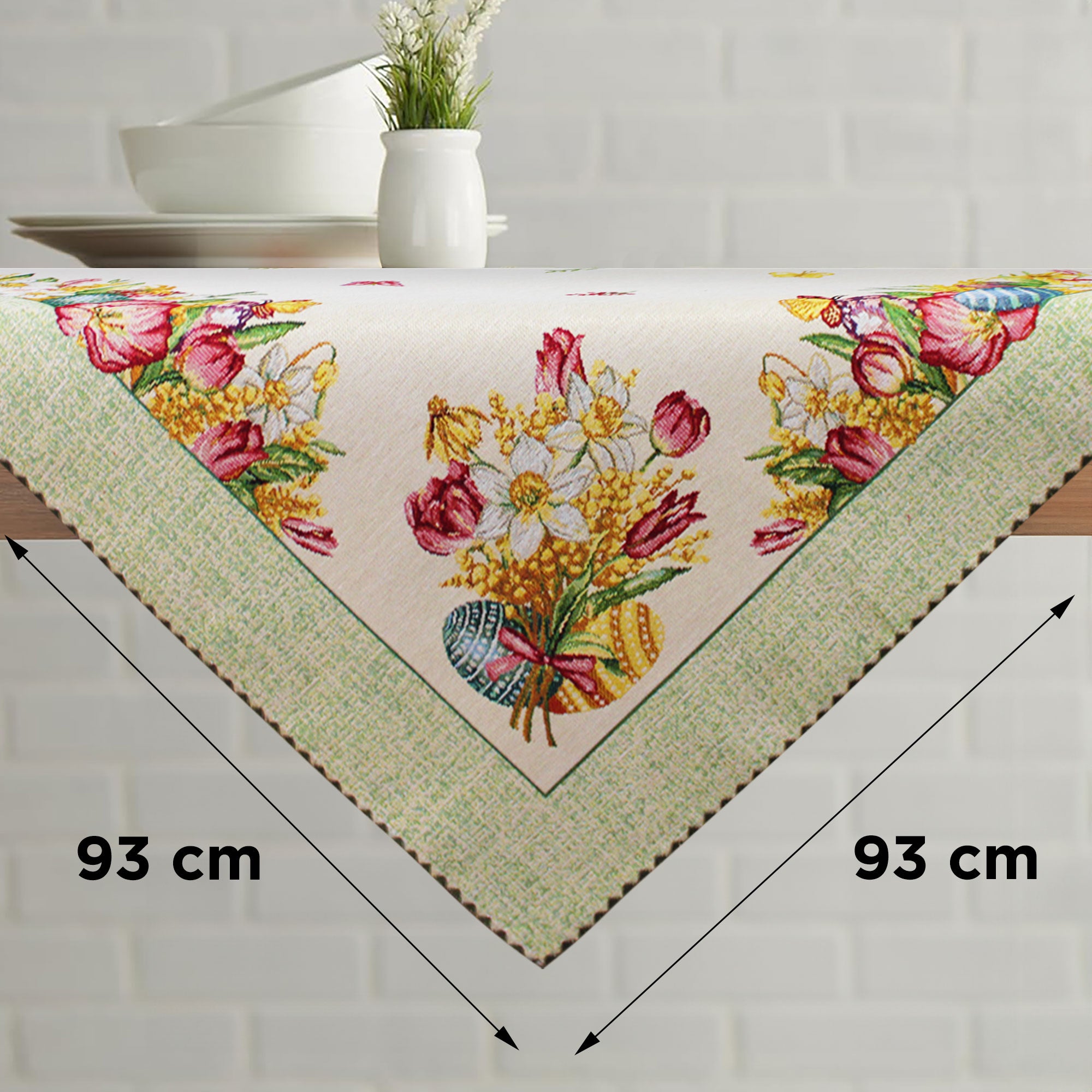 Centrotavola Pasquale 93x93cm in gobelin Runner Vingi Pasqua Dis.3 6620