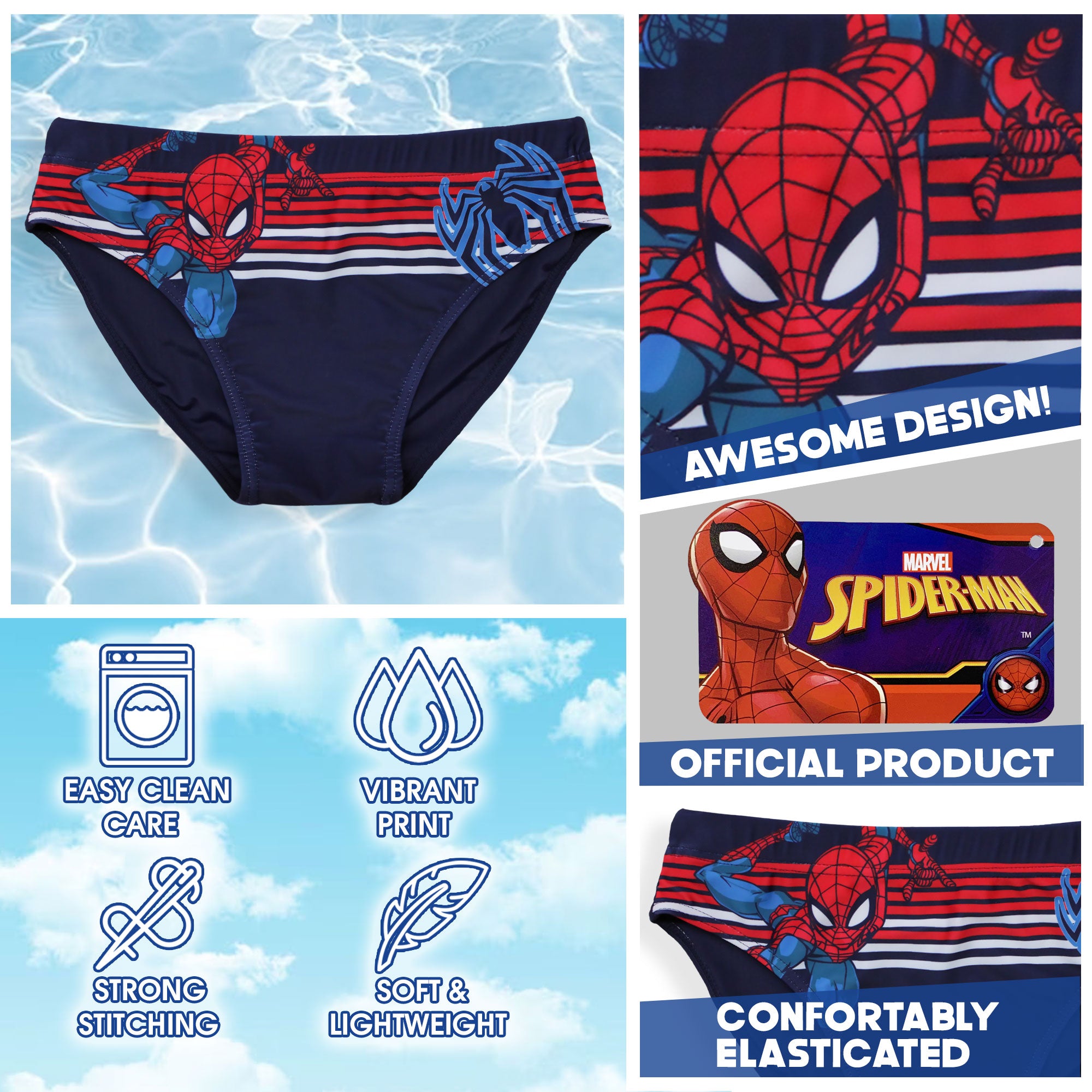 Costume da bagno bambino Marvel Spiderman mutandina slip mare bimbo 6632