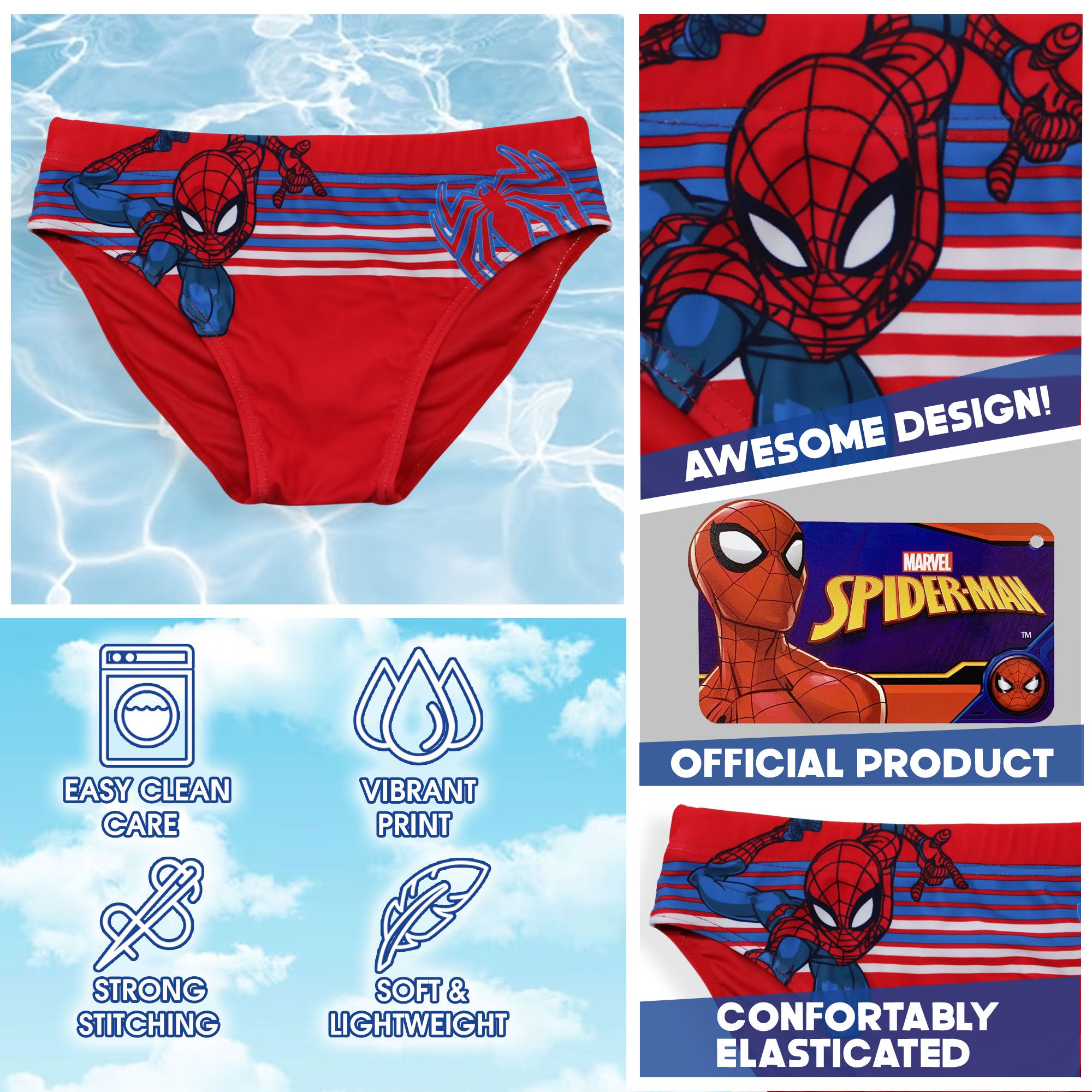 Costume da bagno bambino Marvel Spiderman mutandina slip mare bimbo 6632