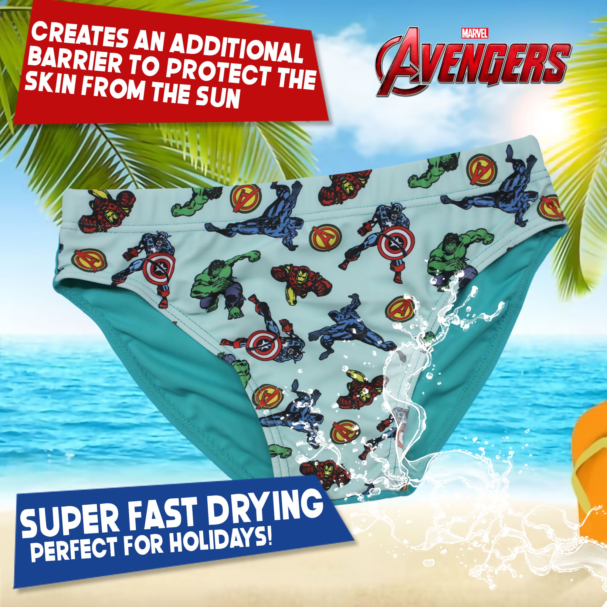 Costume da bagno bambino Marvel Avengers mutandina slip mare bimbo 6634