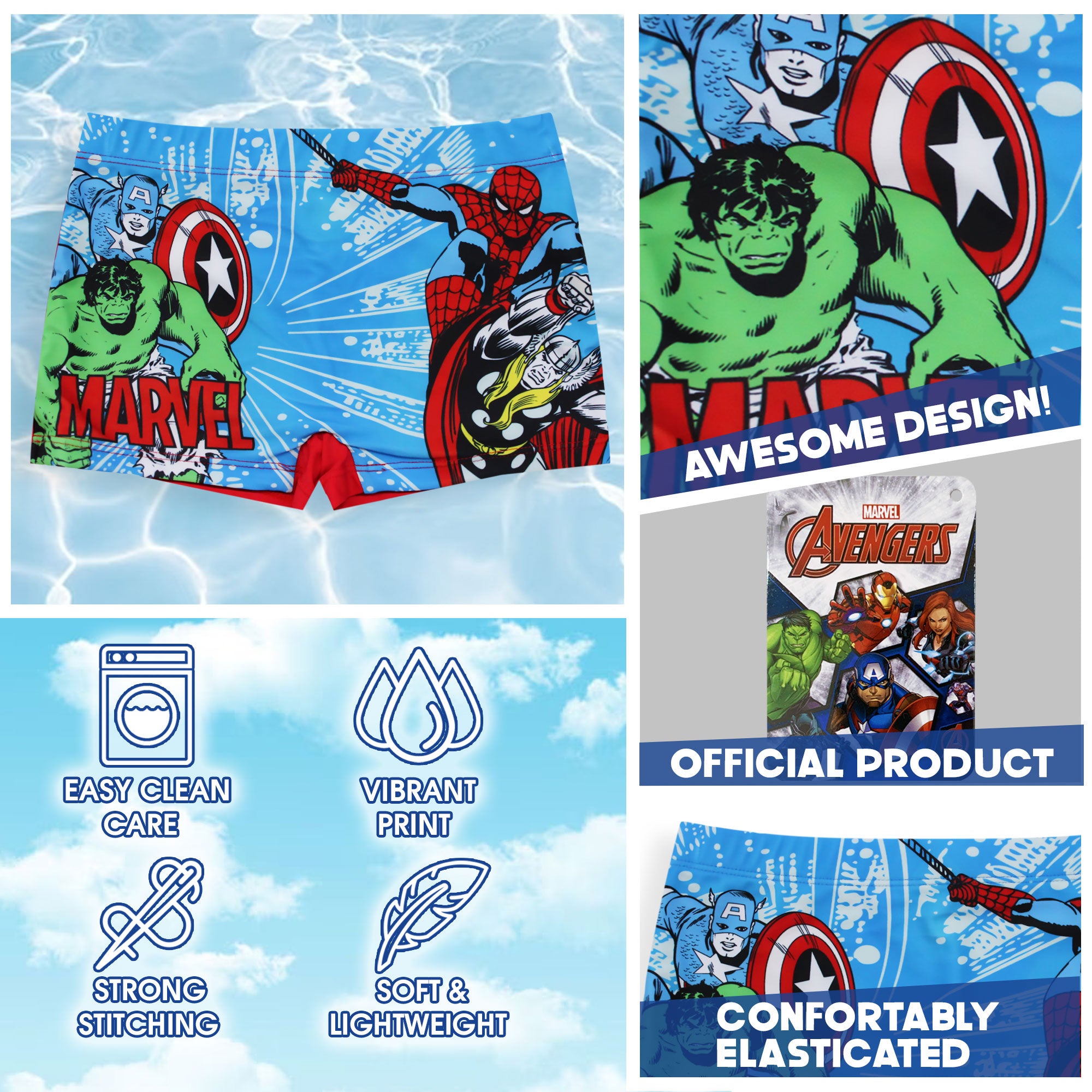 Costume da bagno bambino Marvel Avengers pantaloncino boxer mare bimbo 6635