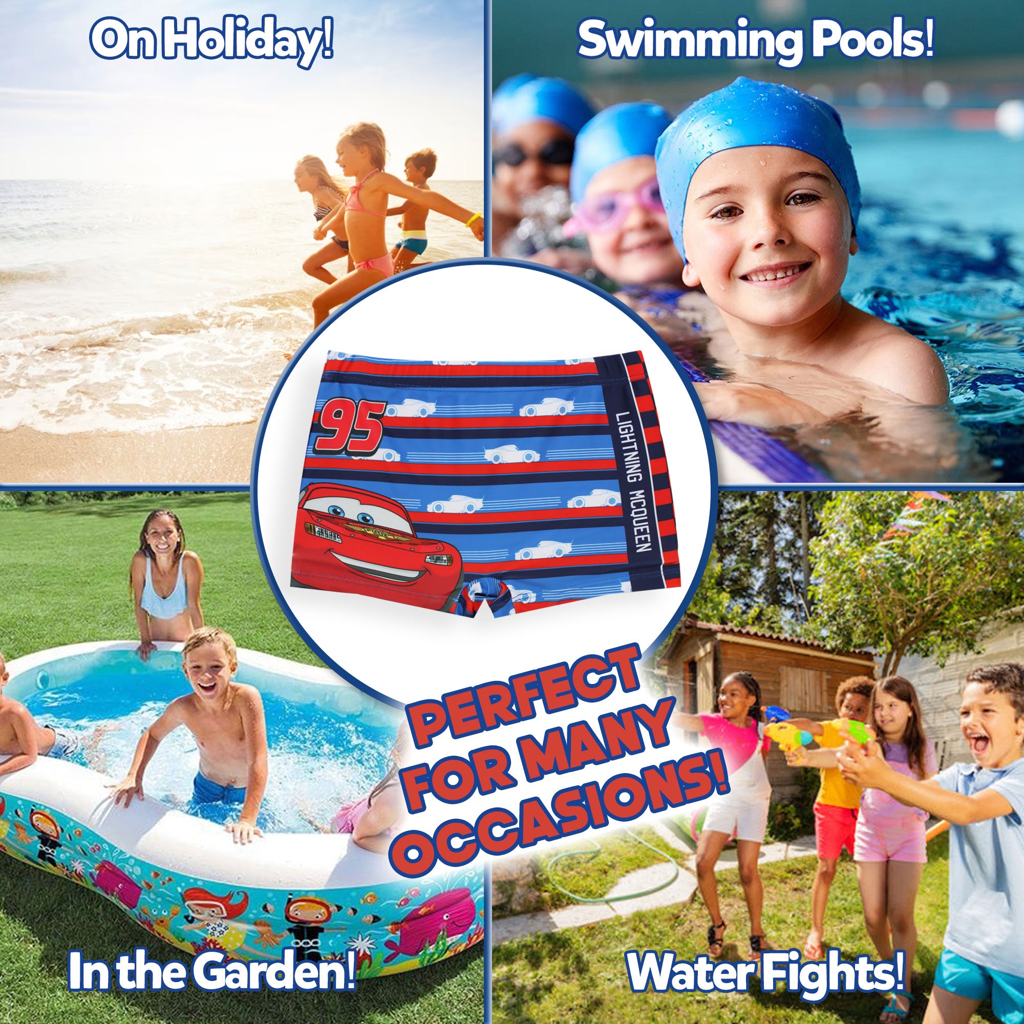 Costume Da Bagno Cars Saetta McQueen - Boxer Ufficiale Per Bambini, Poliestere - Foto 3