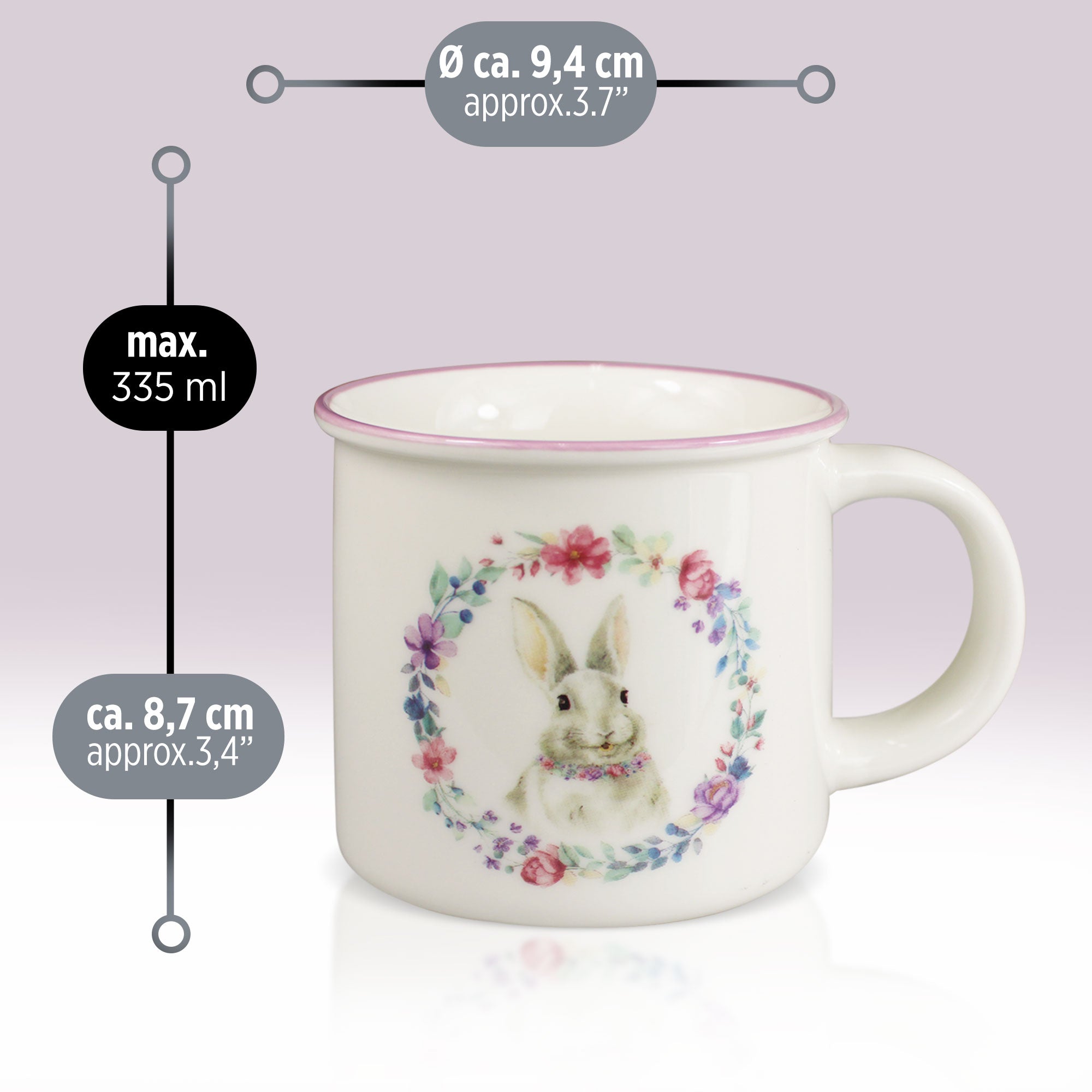 Tazza pasquale Nuvole di Stoffa Mug in porcellana Decoro Pasqua Bunny 335ml 6642