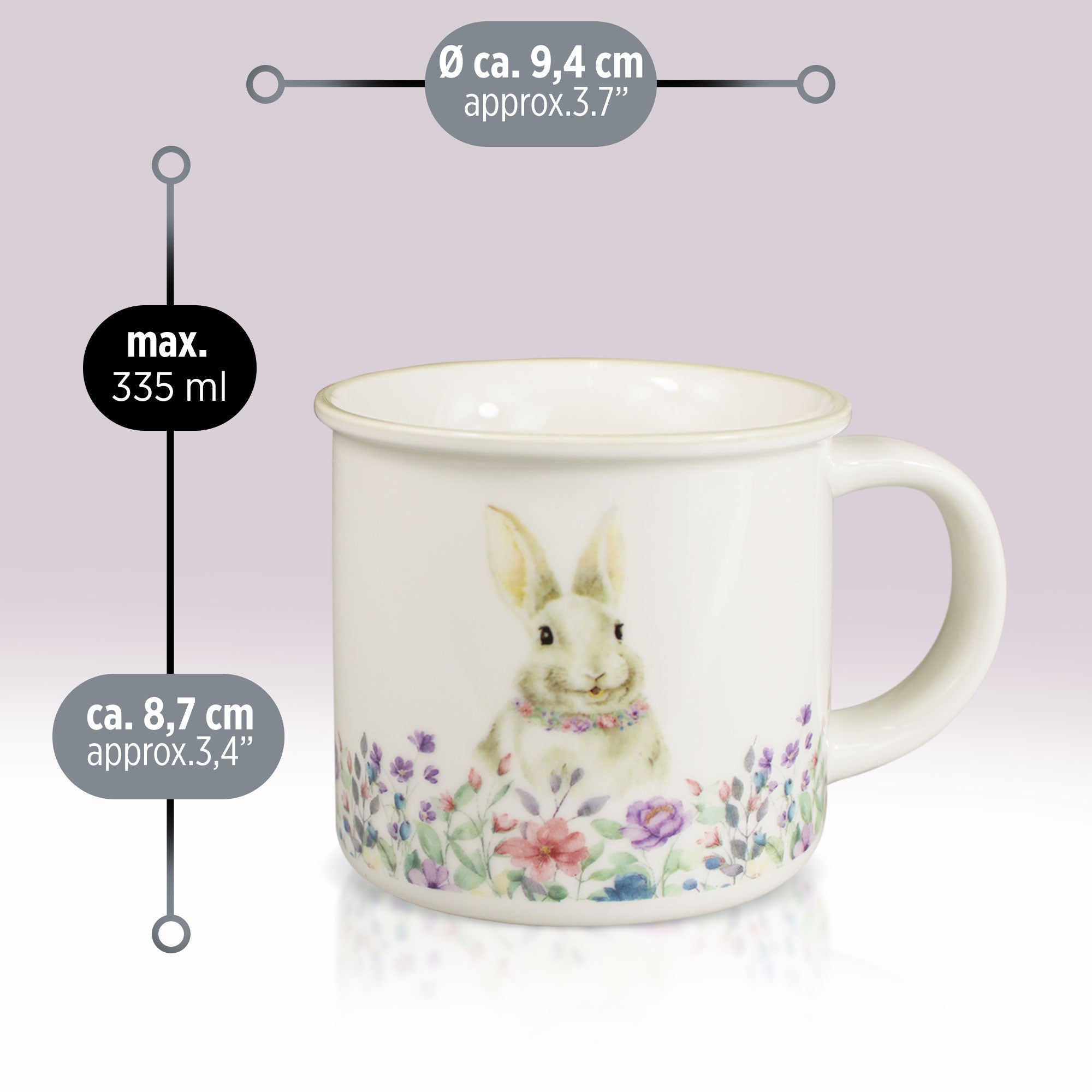 Tazza pasquale Nuvole di Stoffa Mug in porcellana Decoro Pasqua Bunny 335ml 6643
