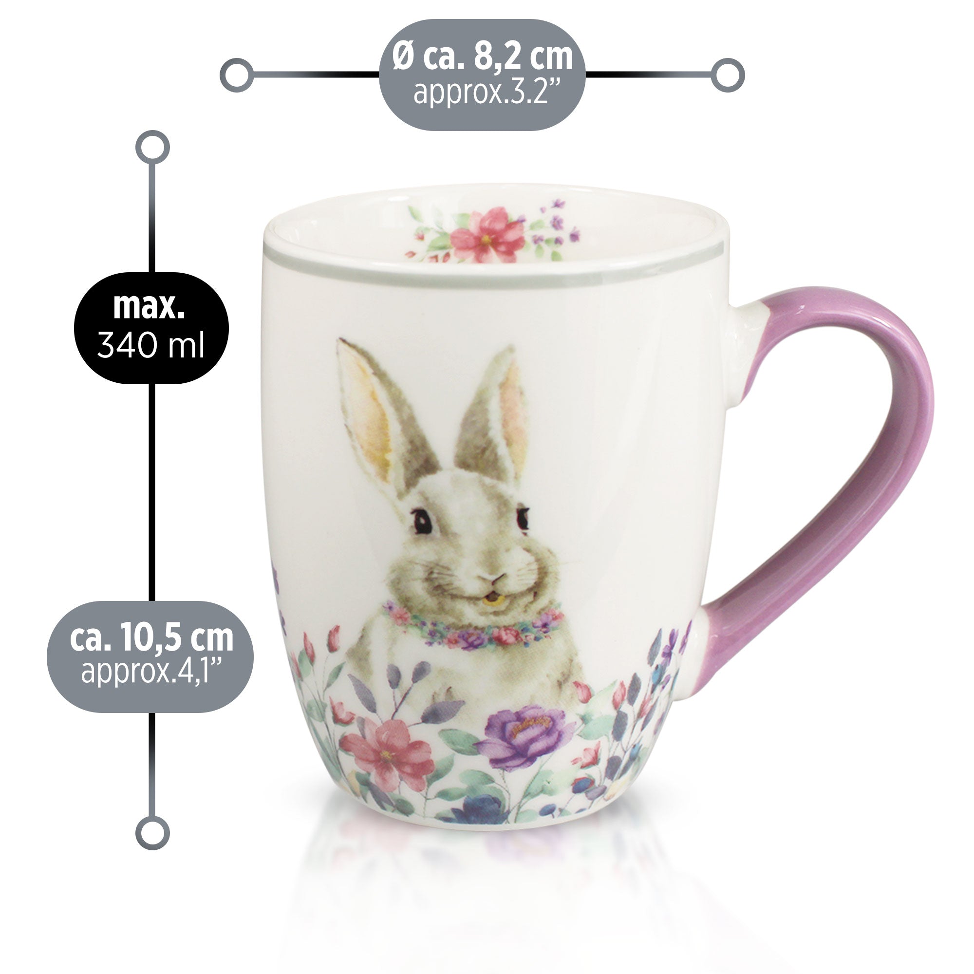 Tazza pasquale Nuvole di Stoffa Mug in porcellana Decoro Pasqua Bunny 340ml 6644