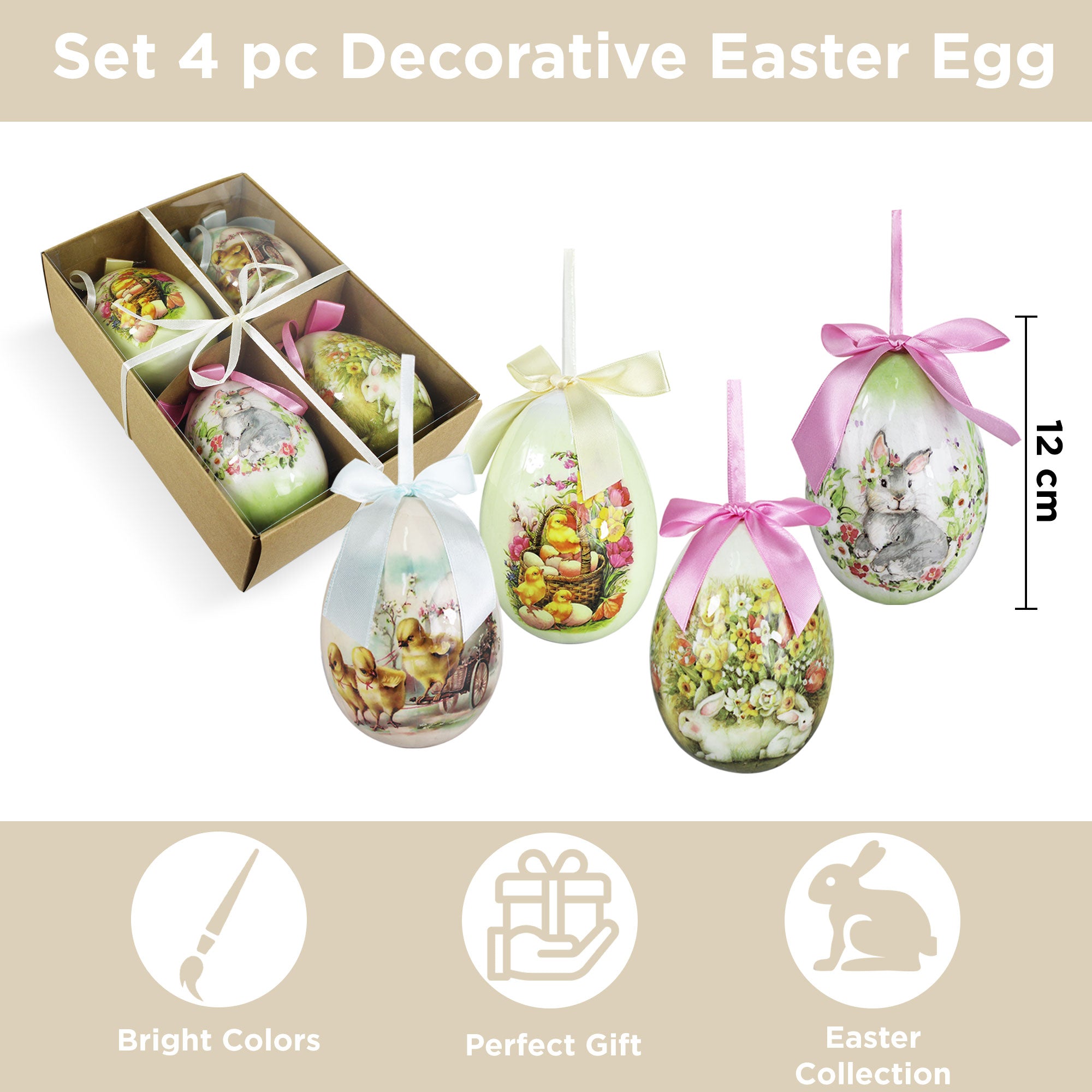 Set Uova decorative pasquale decorazione Pasqua 4pz Nuvole di Stoffa 6648