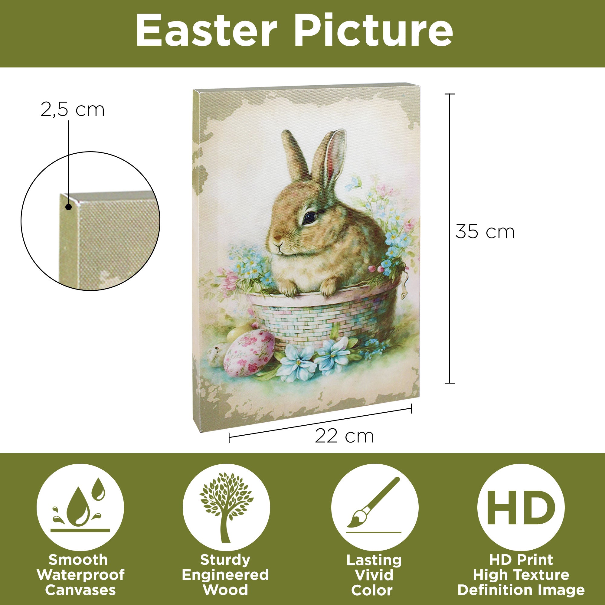 Quadro pasquale da appendere Decorazione Pasqua Nuvole di Stoffa Bunny 6650