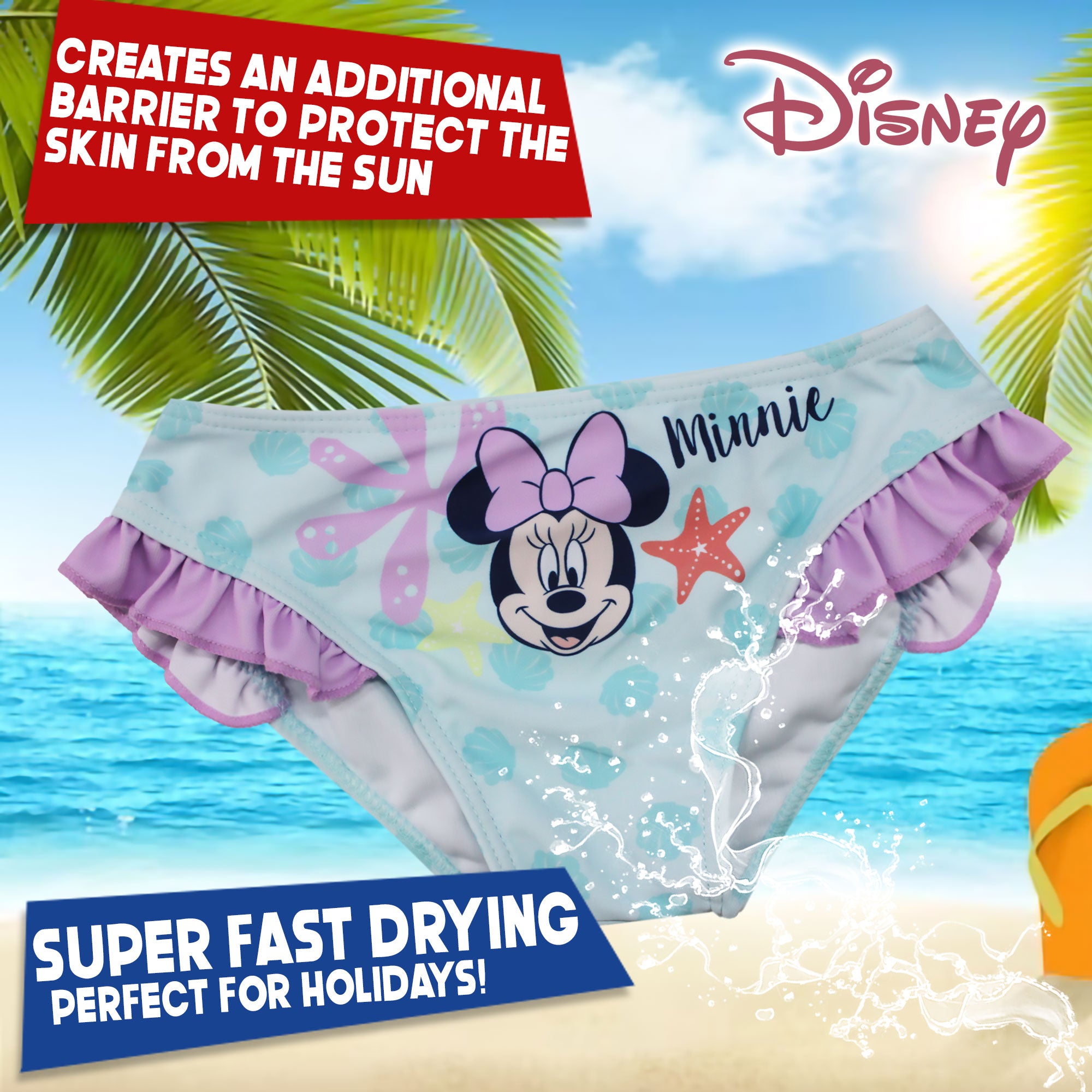 Costume da bagno slip mare per neonato bambina Disney Minnie Mouse bimba 6653