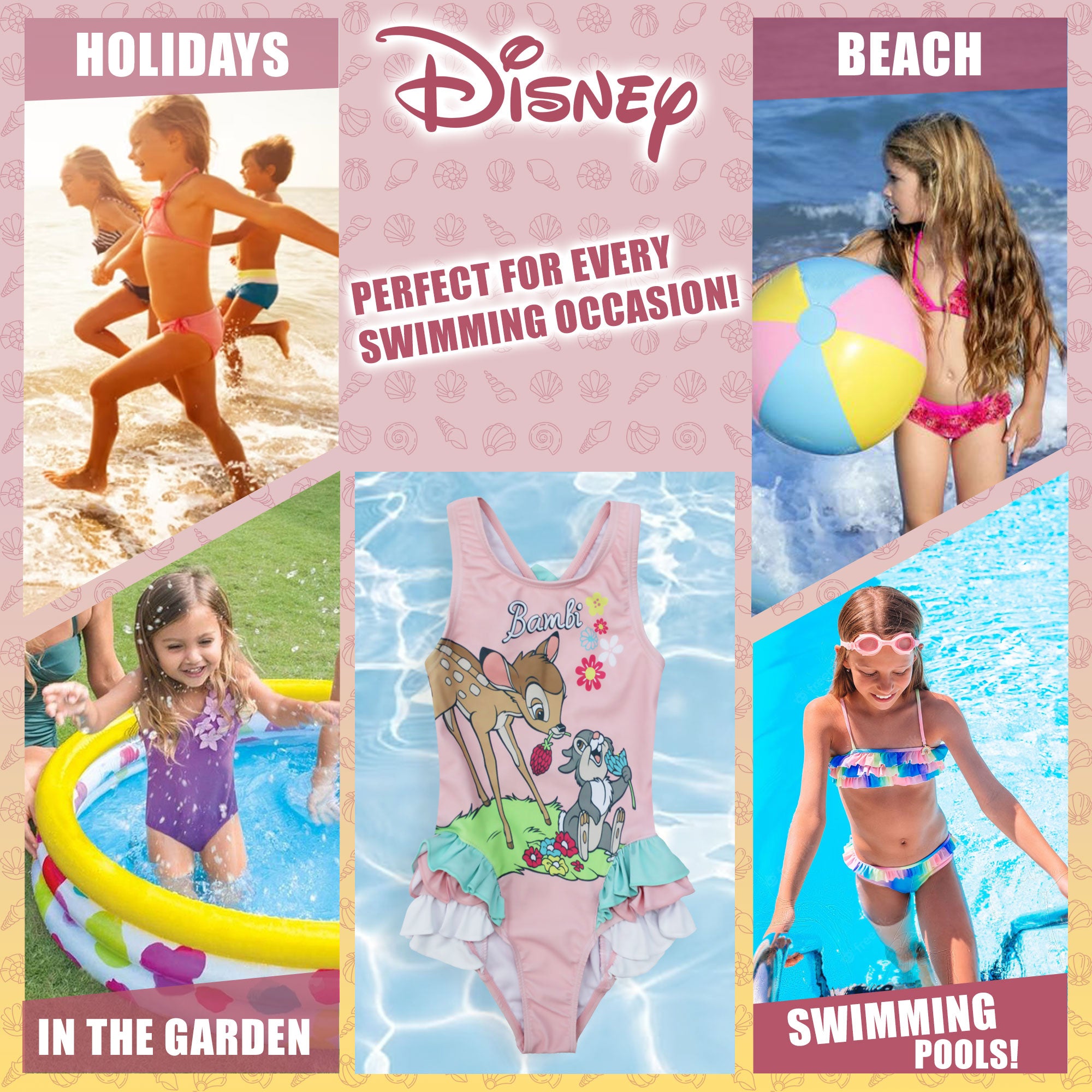 Costume da bagno intero mare Disney Bambi per neonato bambina 1 pezzo bimba 6661