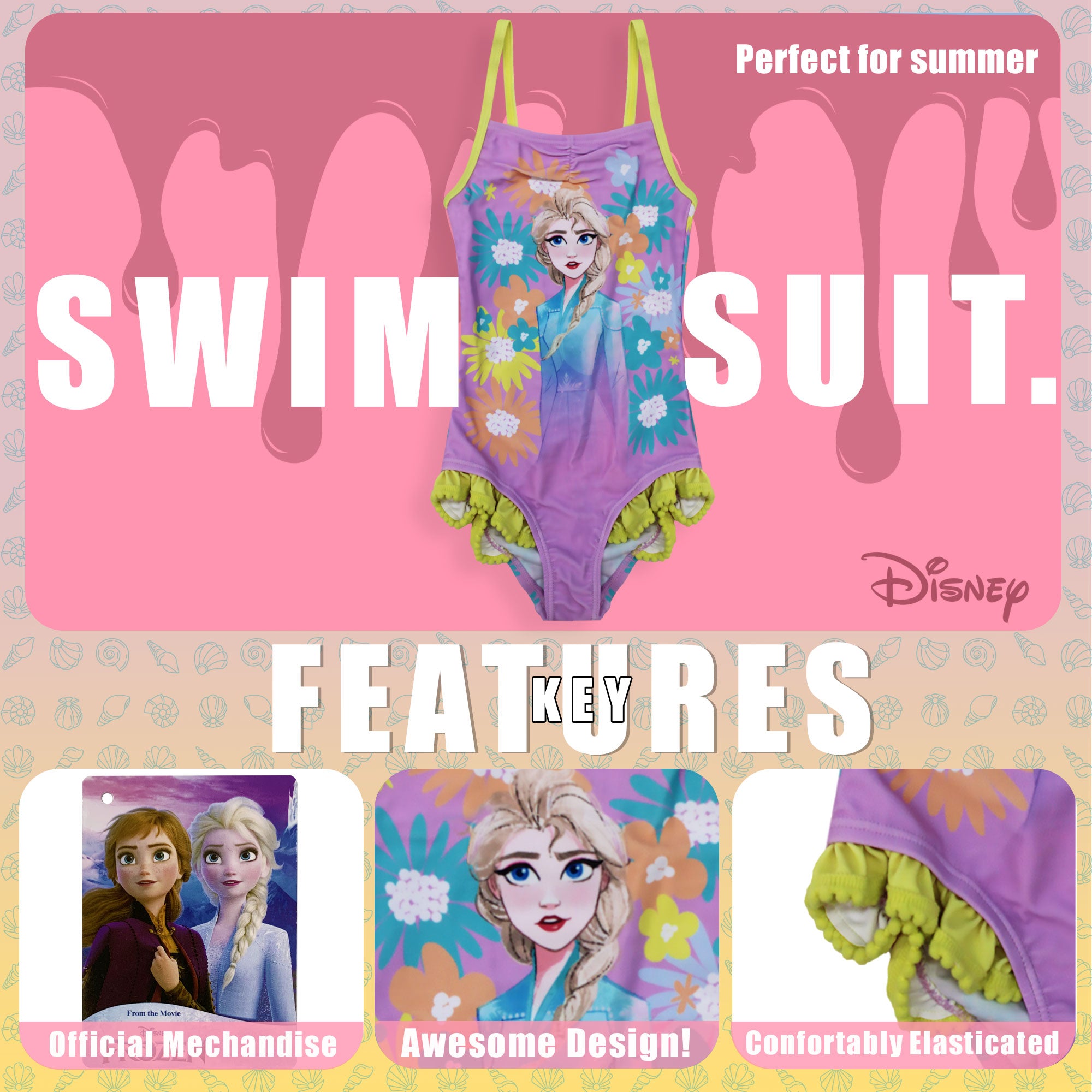 Costume Da Bagno Mutandina Frozen Per Bambina - Elsa E Anna, Blu, 5 Anni - Foto 8