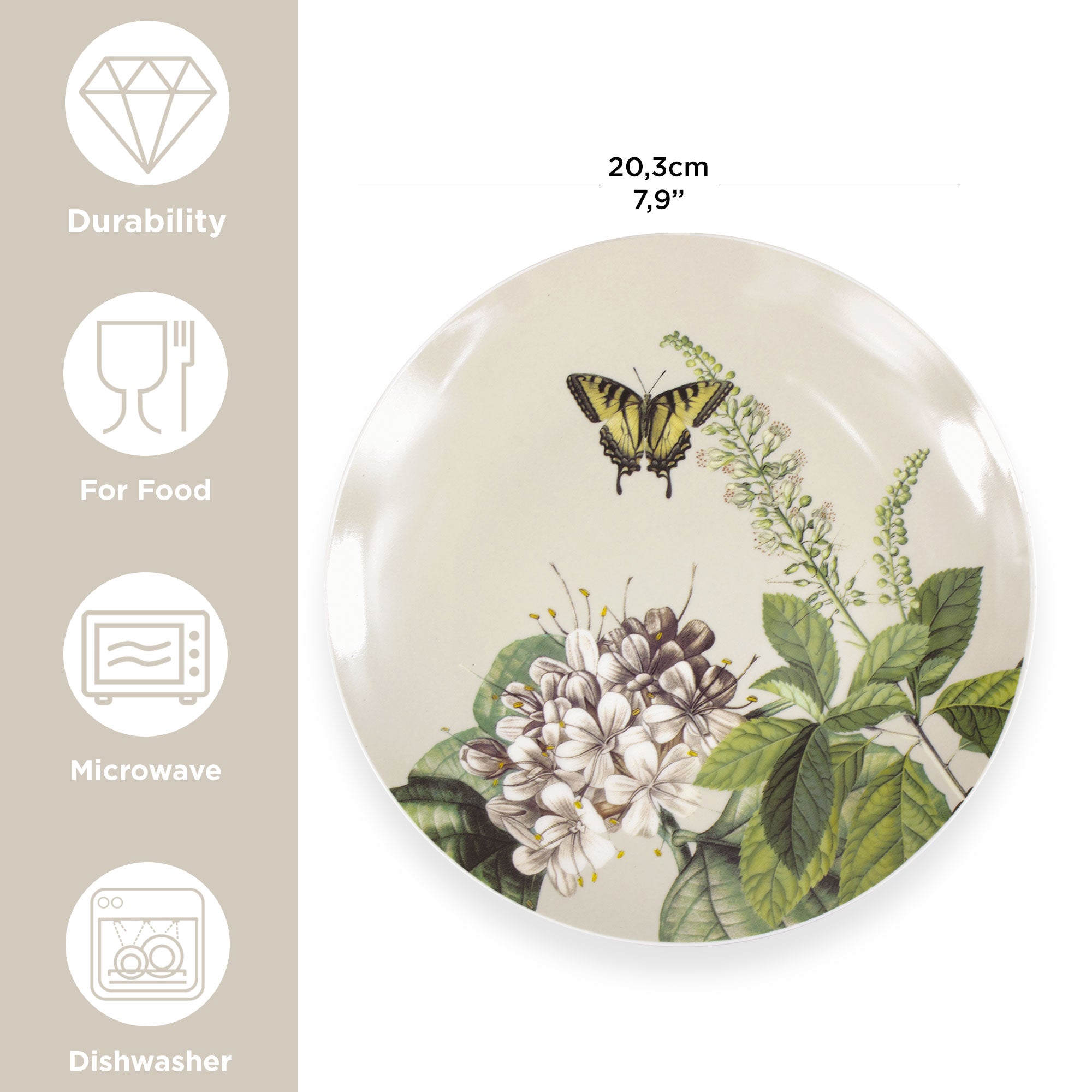 Nuvole di Stoffa Herbarium dessert plate in Natural Chic porcelain 6674