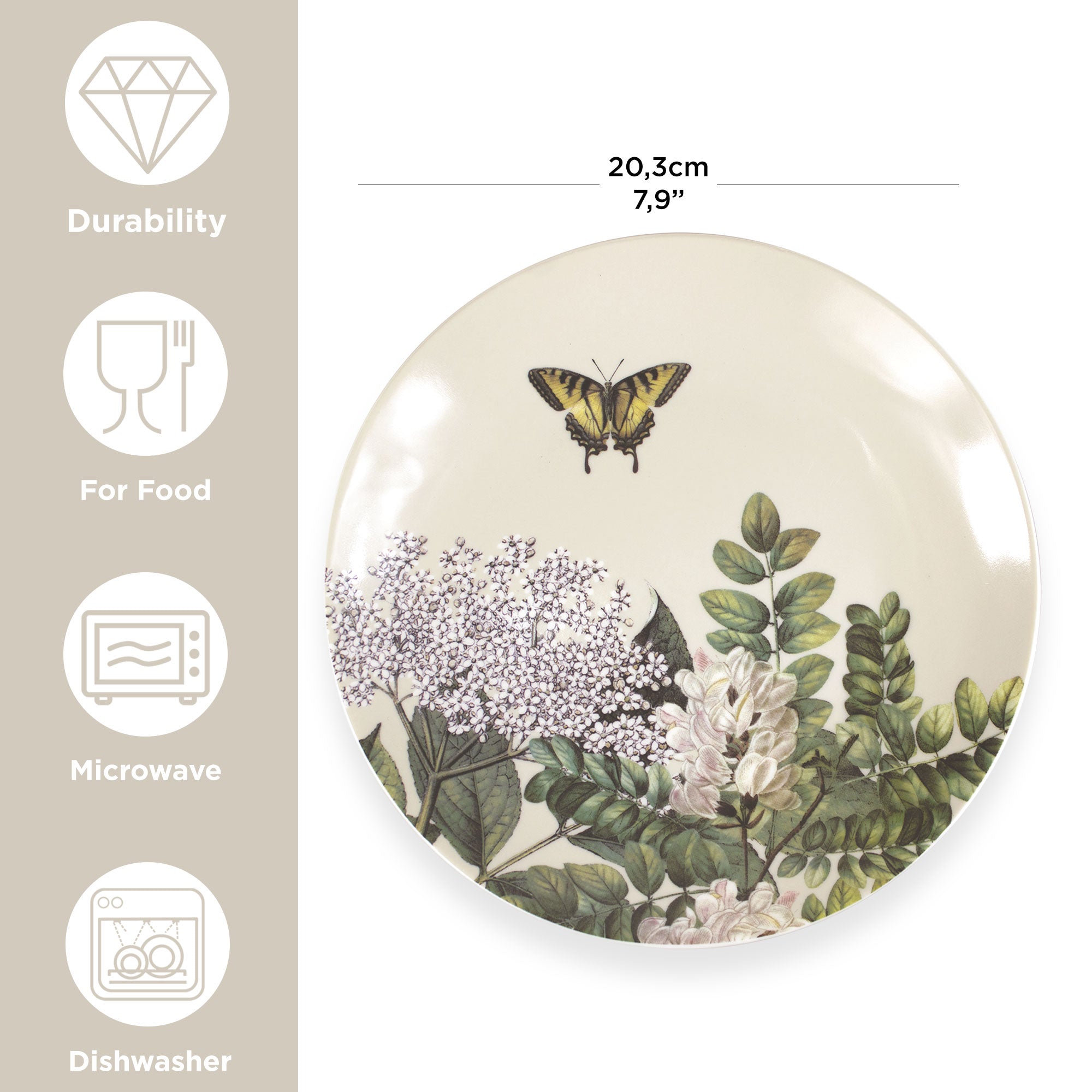 Nuvole di Stoffa Herbarium dessert plate in Natural Chic porcelain 6675