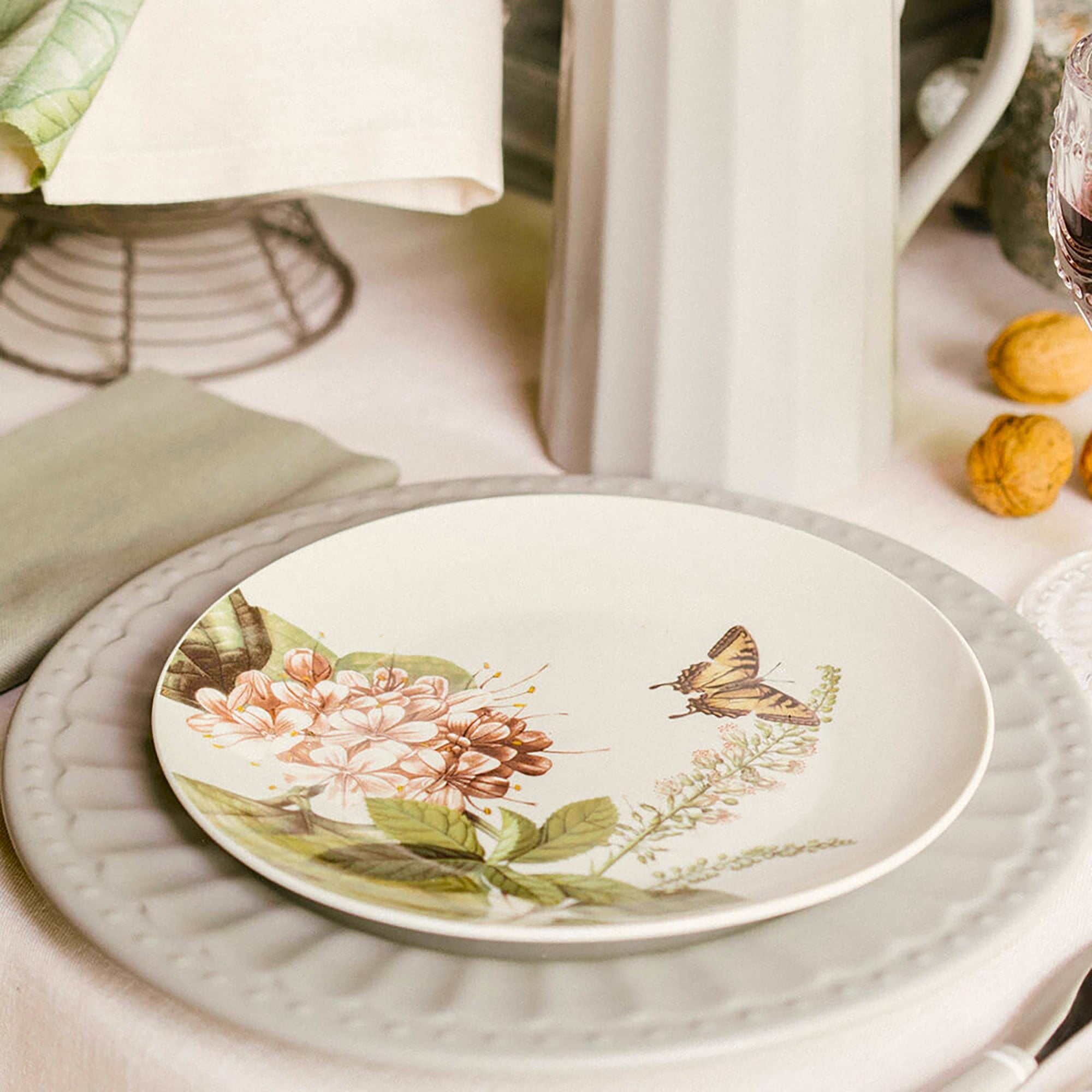 Dessert plates Nuvole di Stoffa Herbarium 2pcs in Natural Chic porcelain 6676