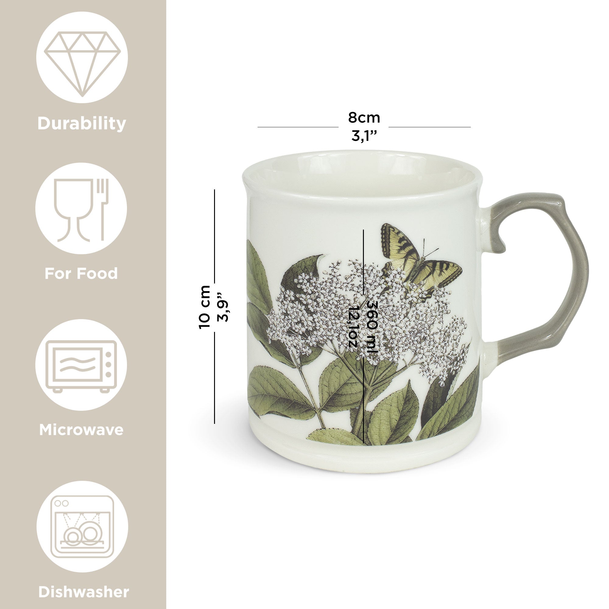 Tazza Natural Chic Mug porcellana Nuvole di Stoffa Herbarium 360ml 6680