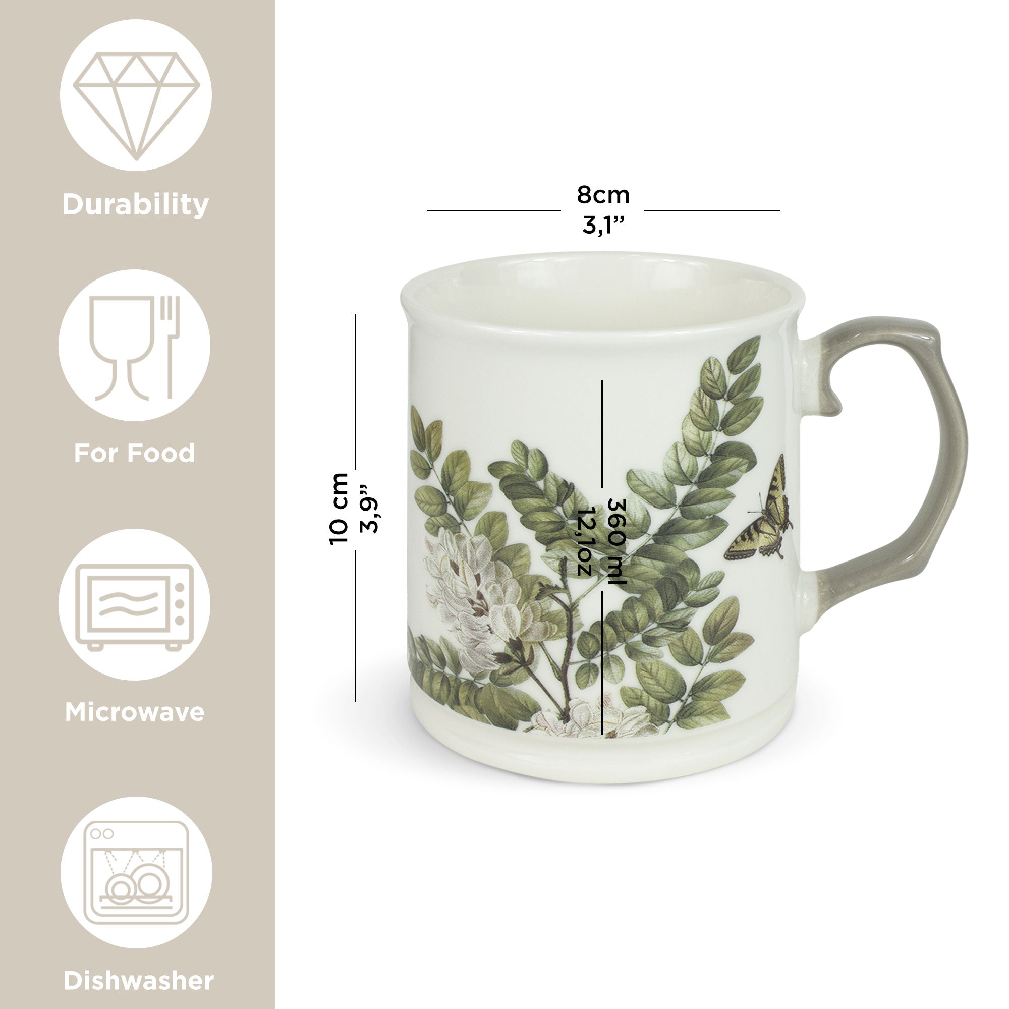 Tazza Natural Chic Mug porcellana Nuvole di Stoffa Herbarium 360ml 6681