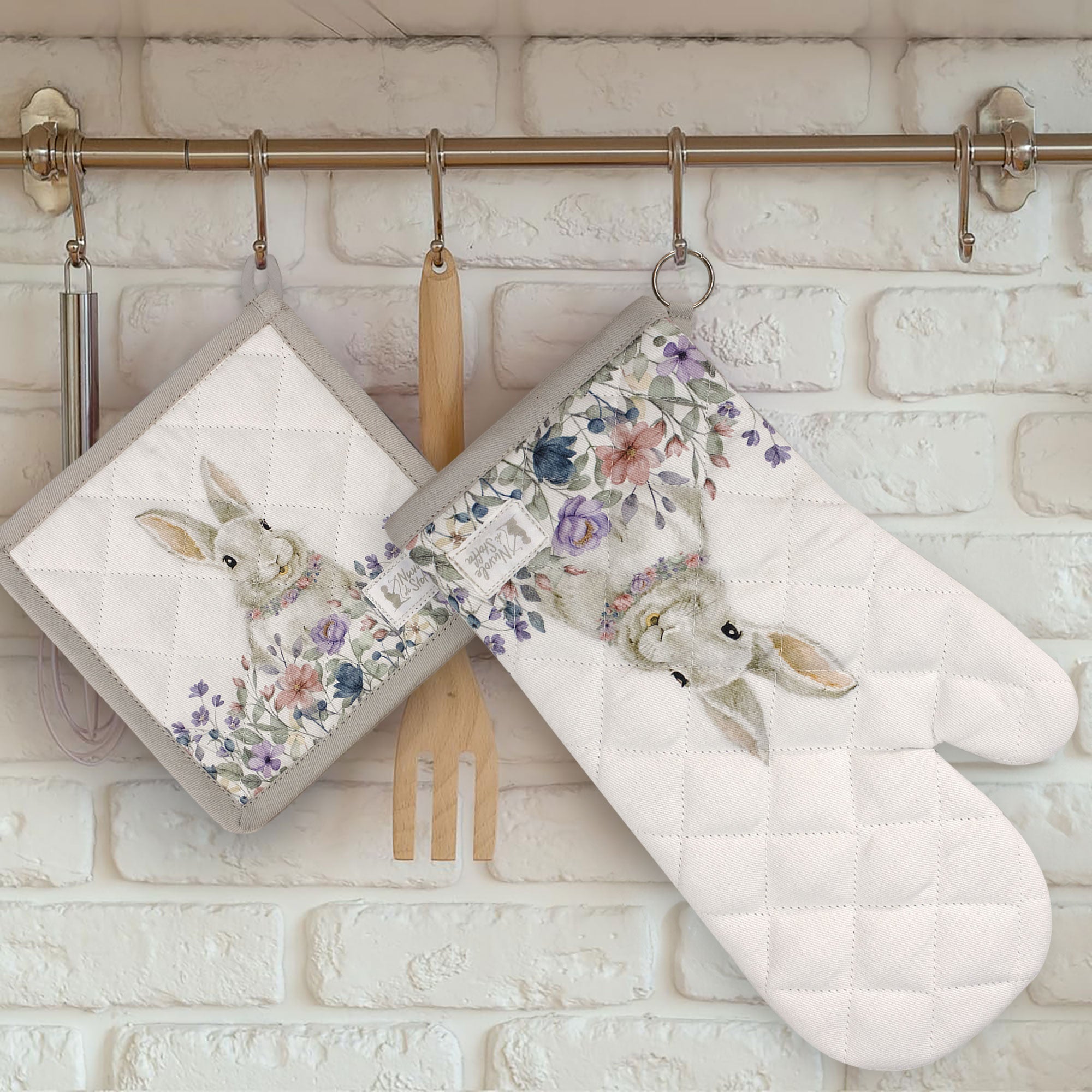 Guanto da forno Pasquale Nuvole di Stoffa Bunny Shabby Chic decoro pasqua 6691