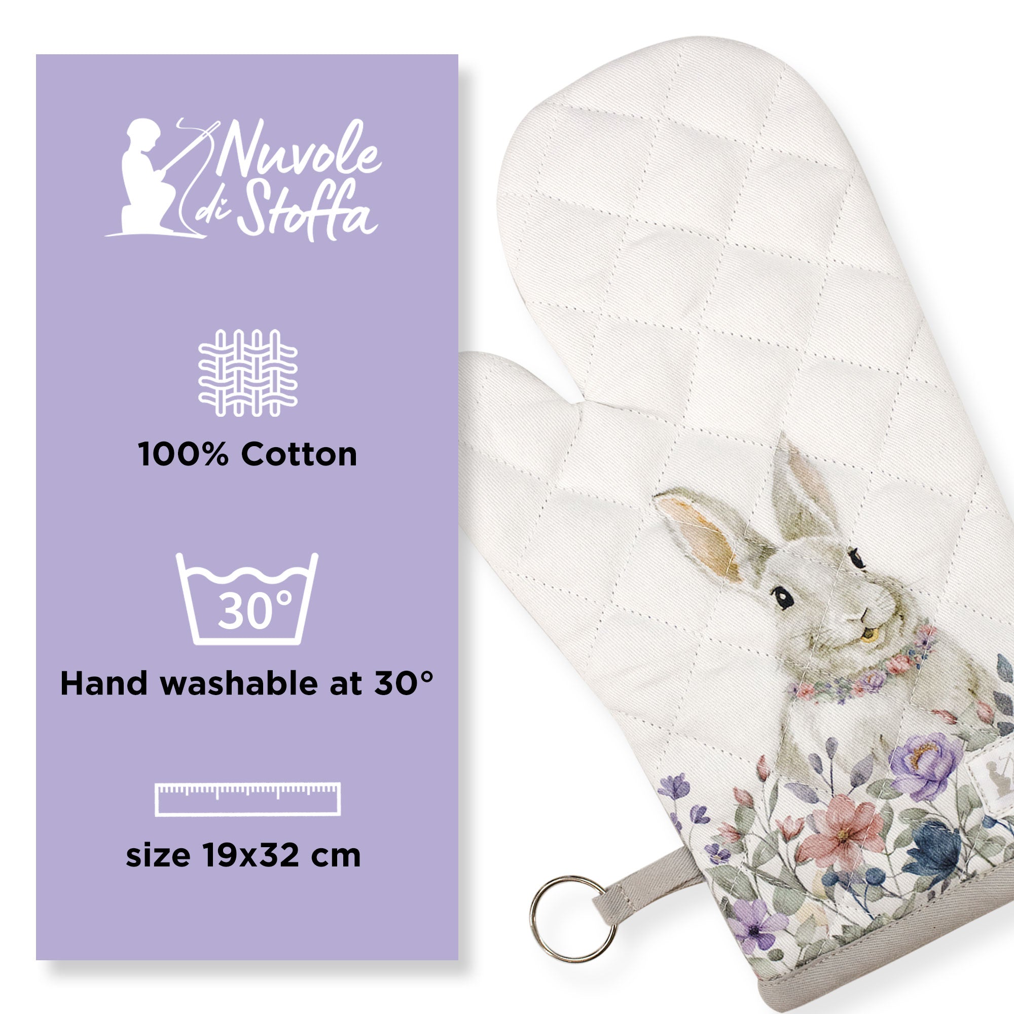 Guanto da forno Pasquale Nuvole di Stoffa Bunny Shabby Chic decoro pasqua 6691
