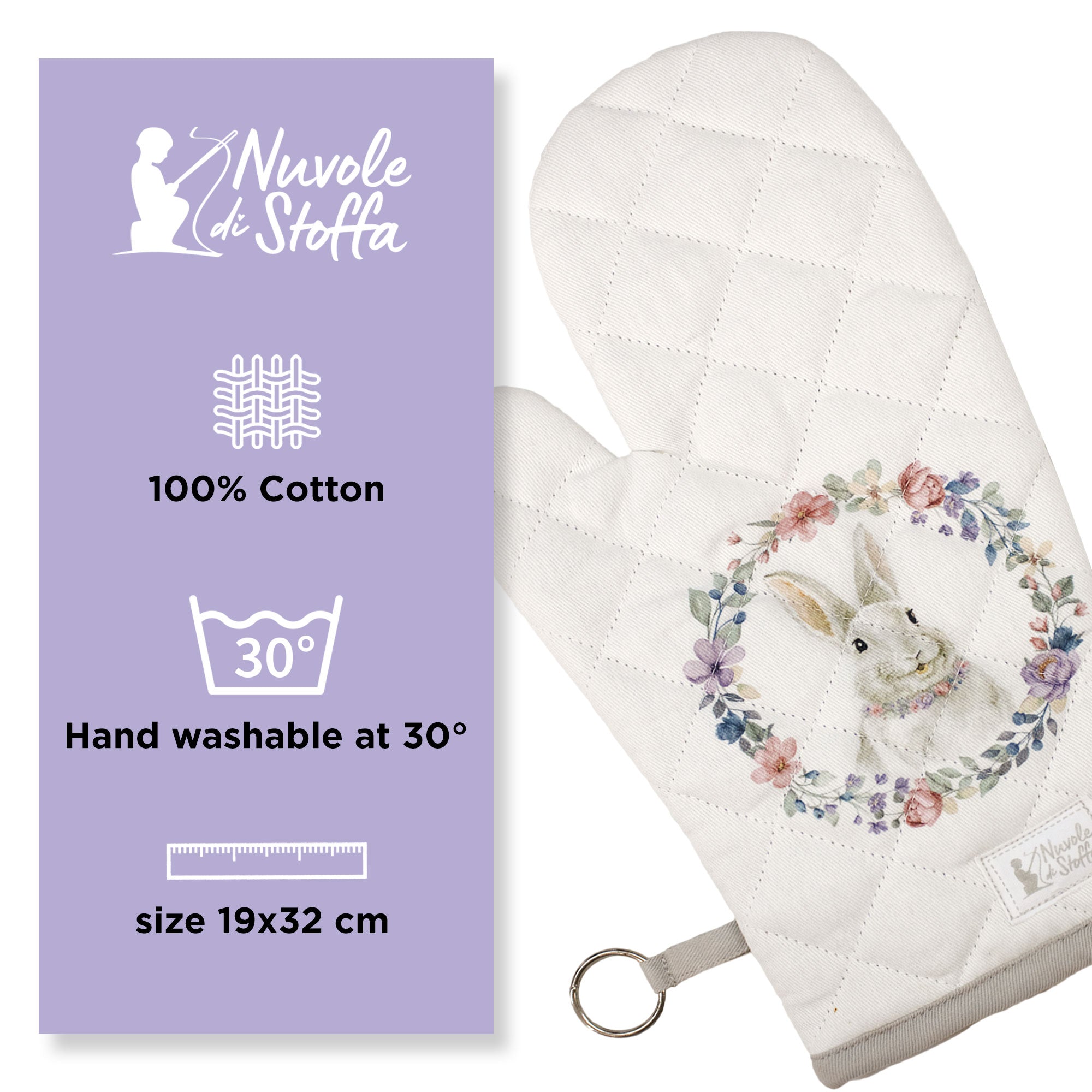 Guantone e Presina da forno Pasquale Nuvole di Stoffa Bunny Shabby Chic 6694