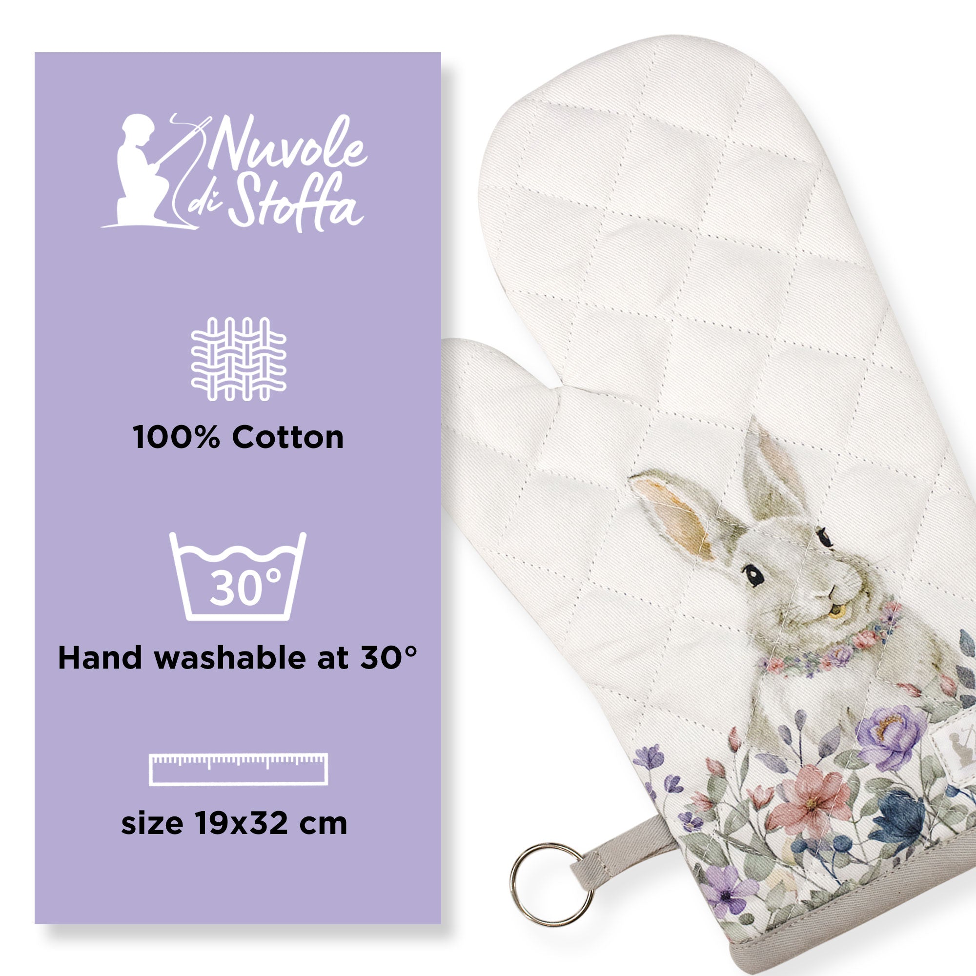 Guantone e Presina da forno Pasquale Nuvole di Stoffa Bunny Shabby Chic 6695