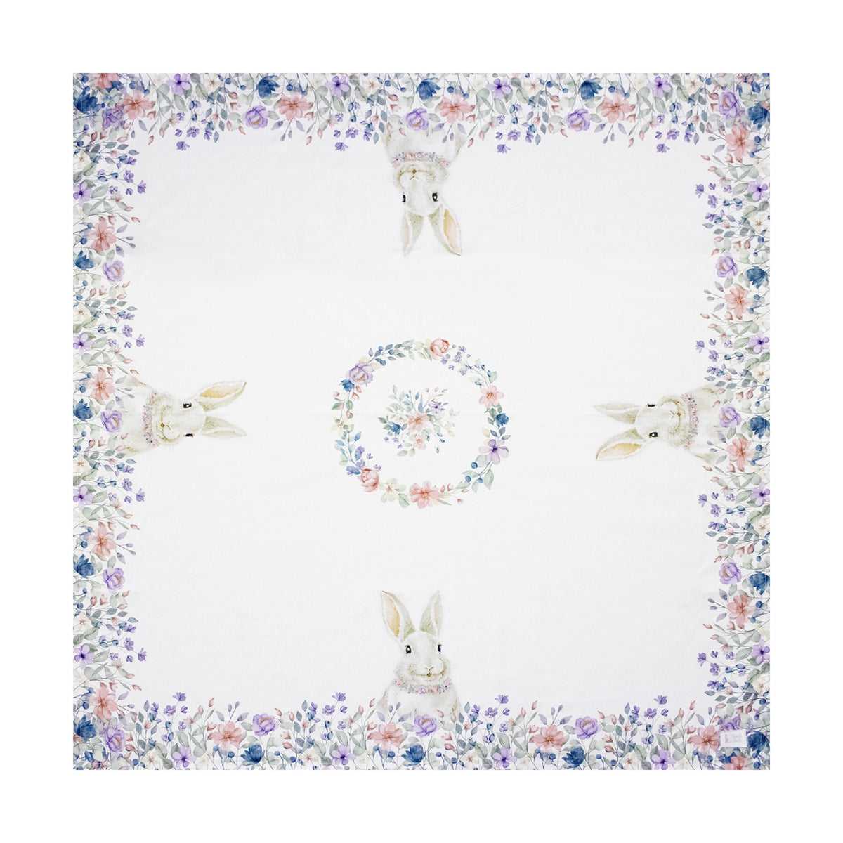 Centrotavola Pasquale Nuvole di Stoffa Bunny 100x100cm runner Pasqua cotone 6703
