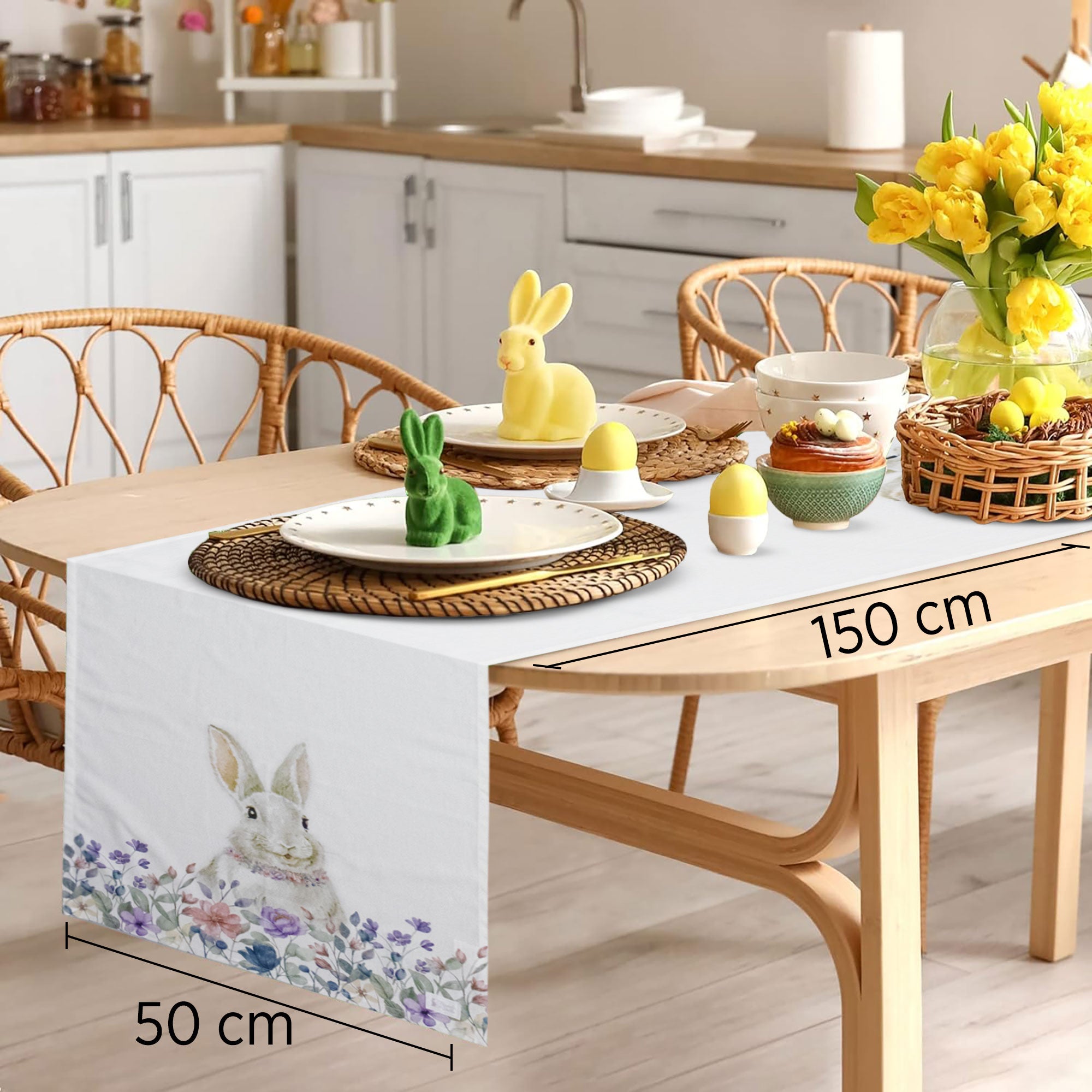 Runner Pasquale Nuvole di Stoffa Bunny 50x150cm Centrotavola Pasqua cotone 6705