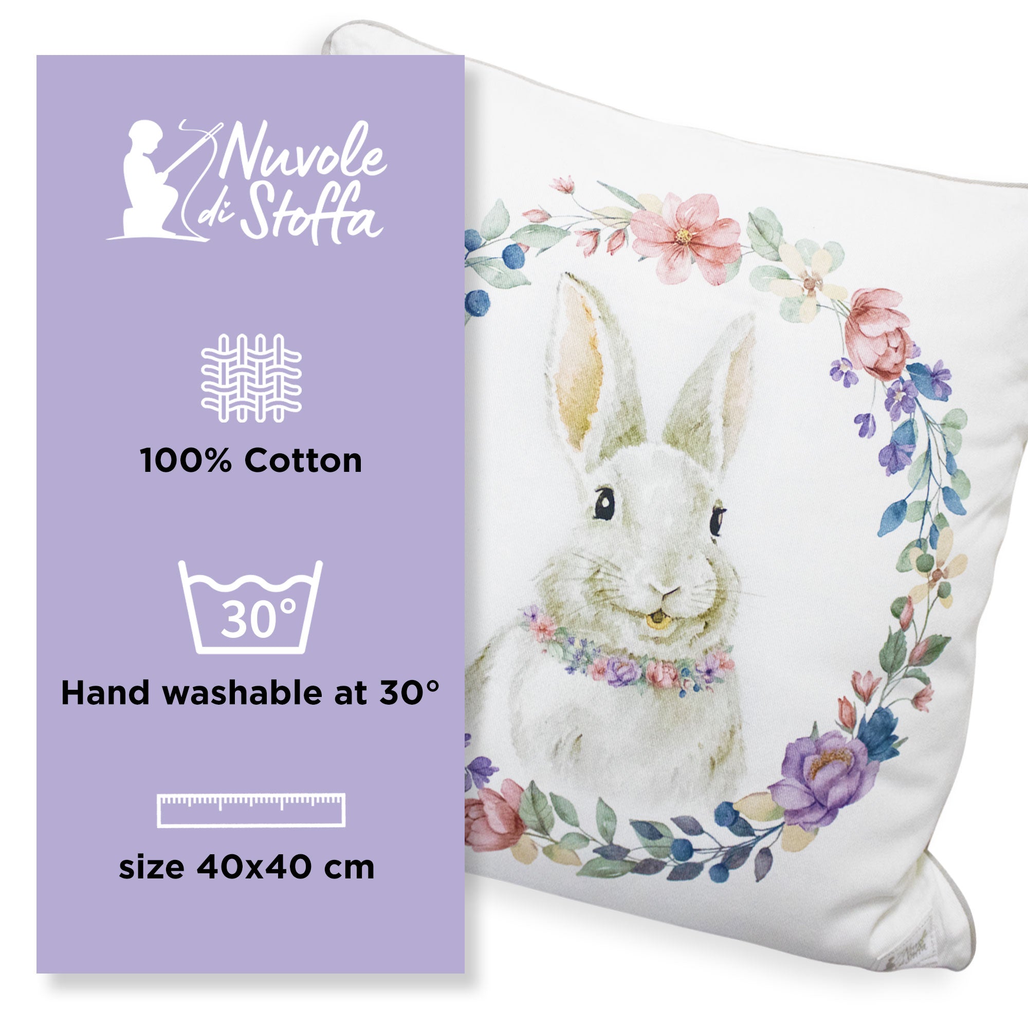 Cuscino arredo pasquale Nuvole di Stoffa 40x40cm Bunny decorazione Pasqua 6707